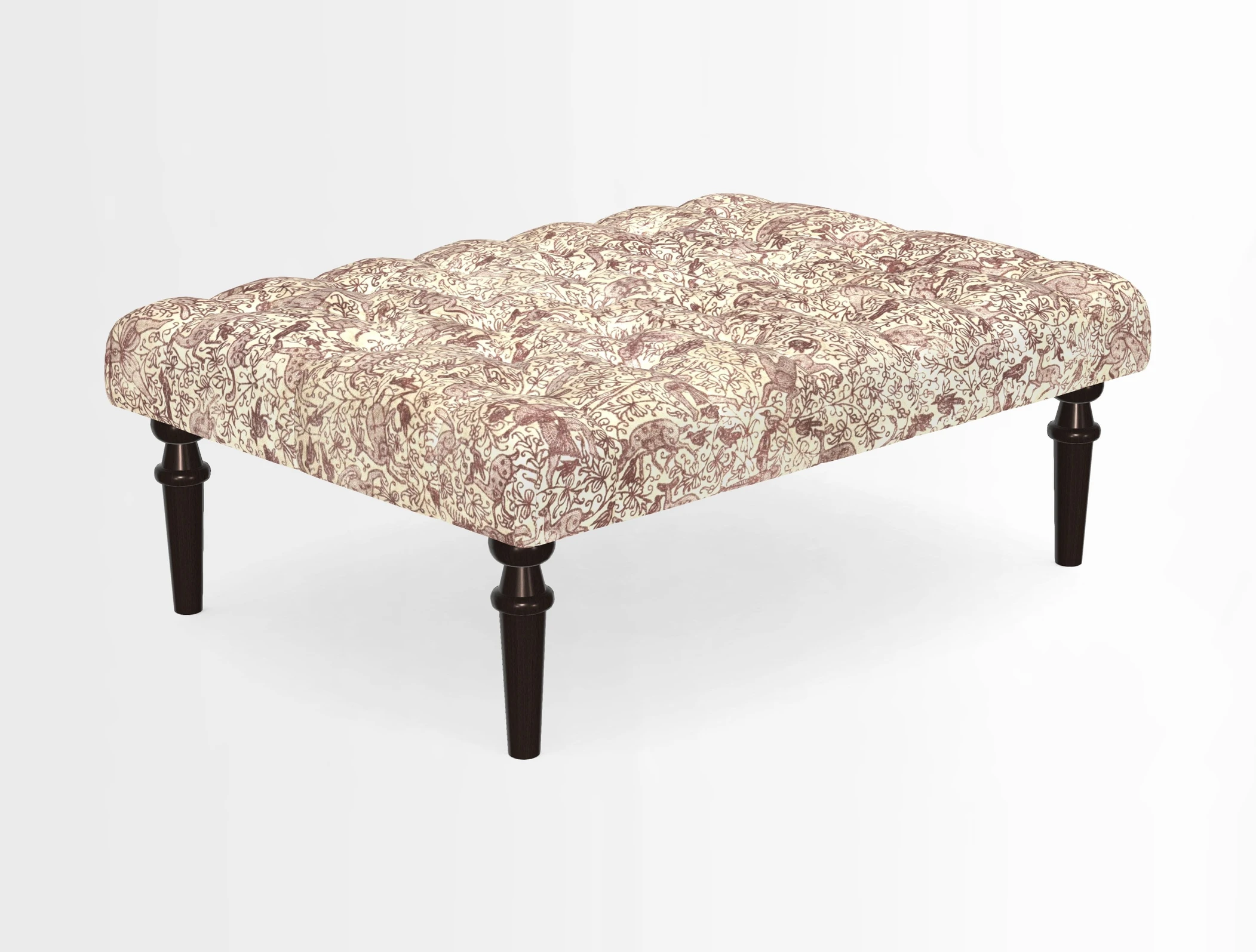 Pentlow Footstool in Mulberry Pompadour Floral Velvet Spice