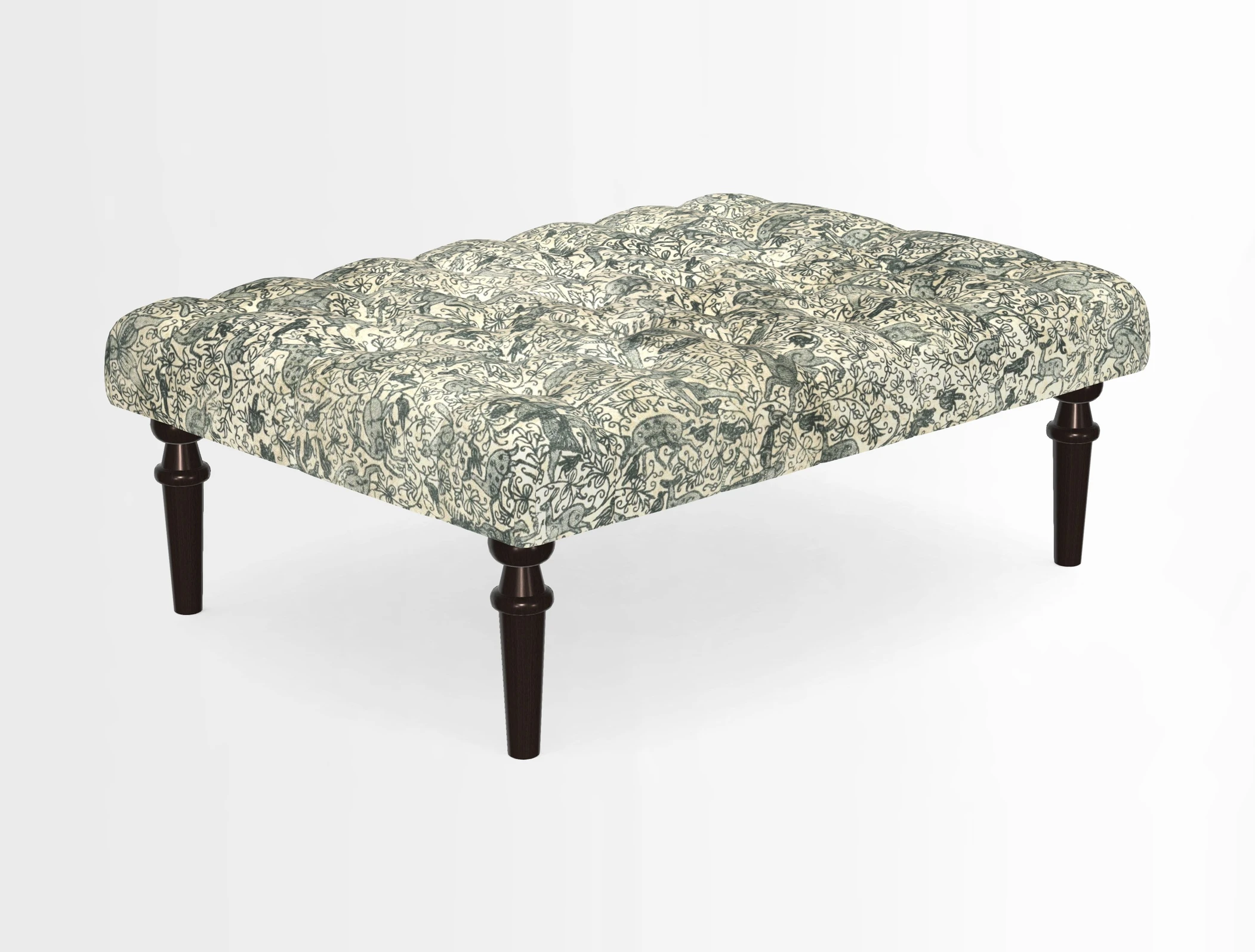 Pentlow Footstool in Mulberry Pompadour Floral Velvet Spice