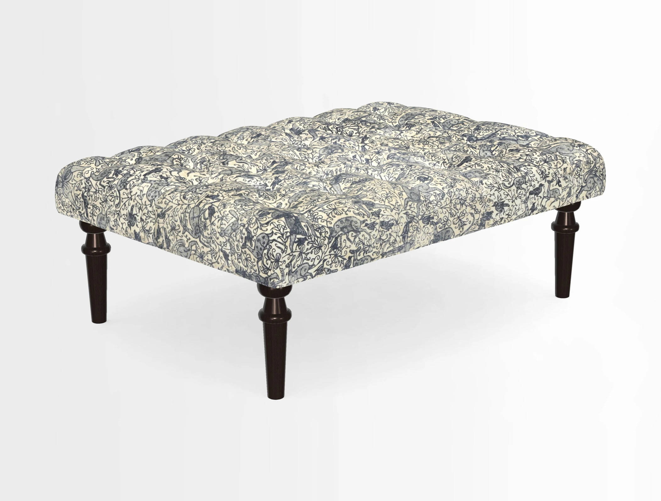 Pentlow Footstool in Mulberry Pompadour Floral Velvet Spice