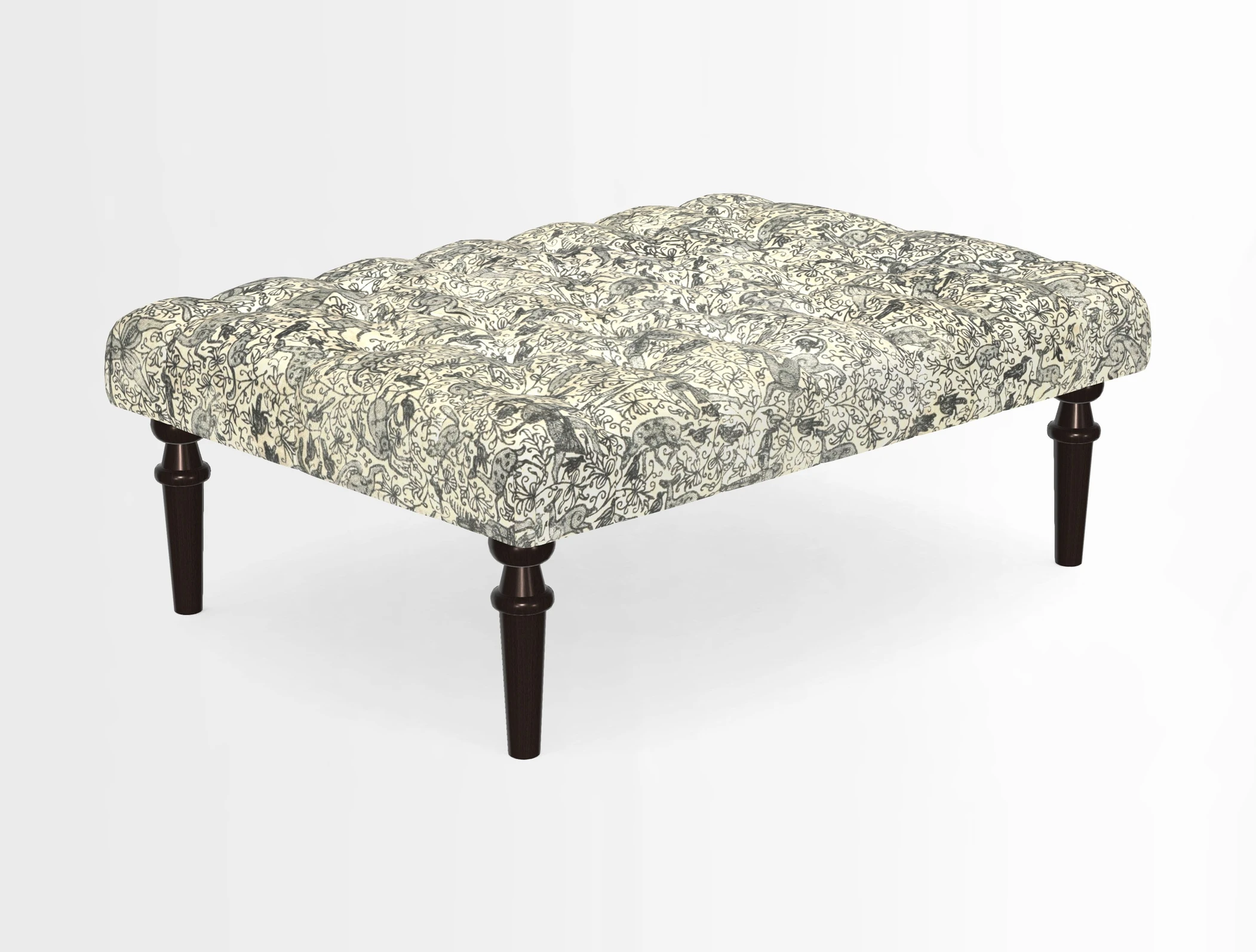 Pentlow Footstool in Mulberry Pompadour Floral Velvet Spice