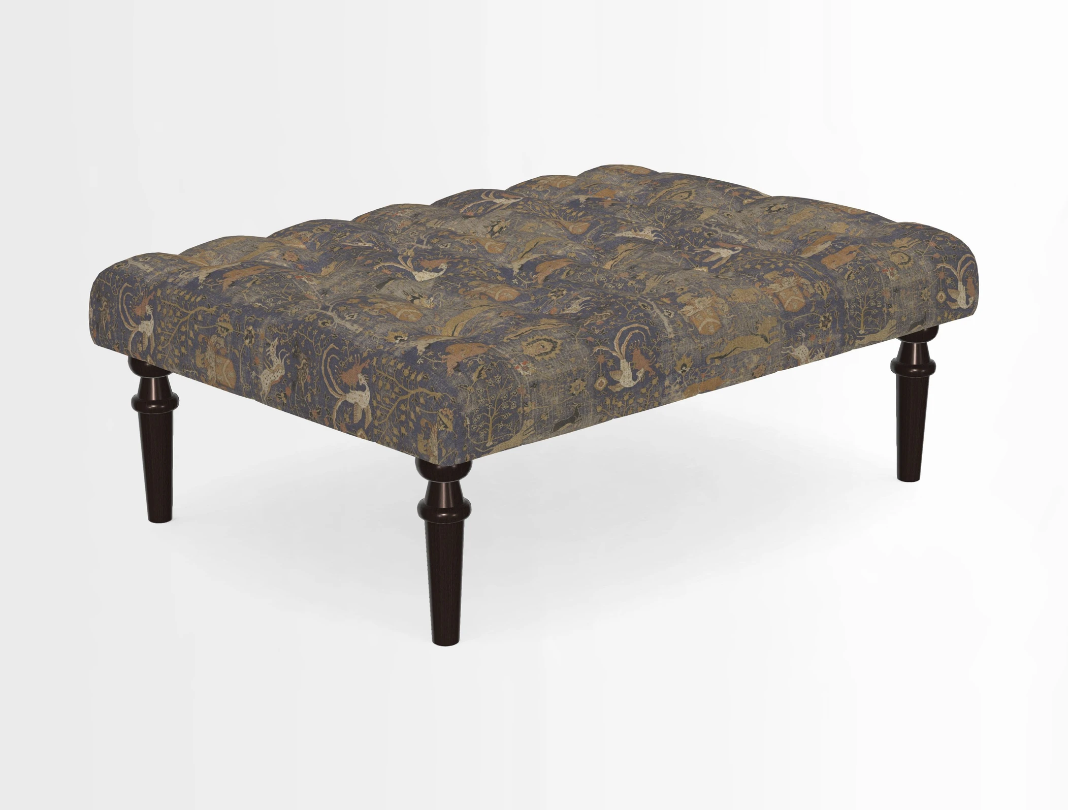 Pentlow Footstool in Mulberry Pompadour Floral Velvet Spice