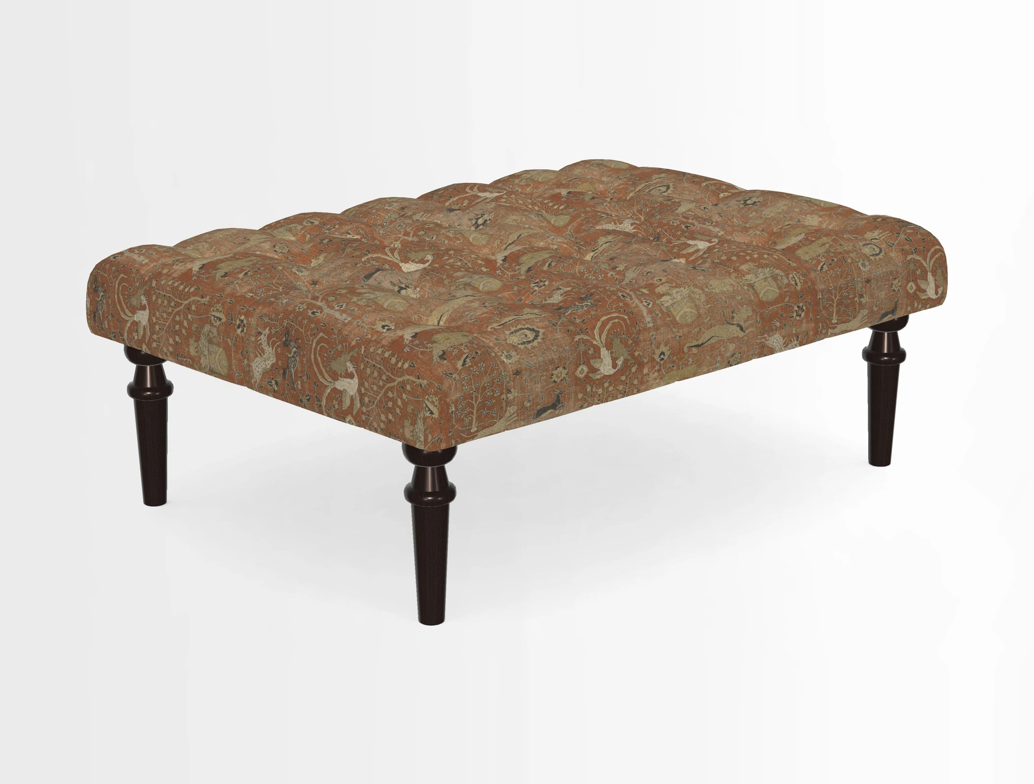 Pentlow Footstool in Mulberry Pompadour Floral Velvet Spice