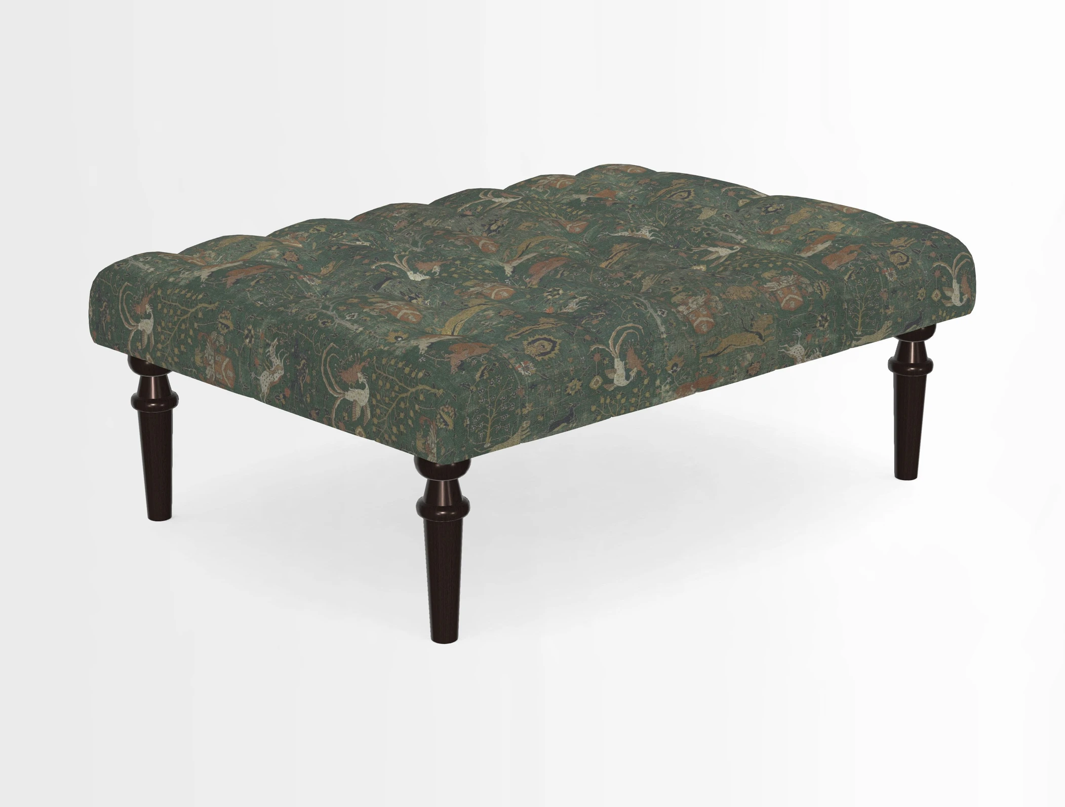 Pentlow Footstool in Mulberry Pompadour Floral Velvet Spice