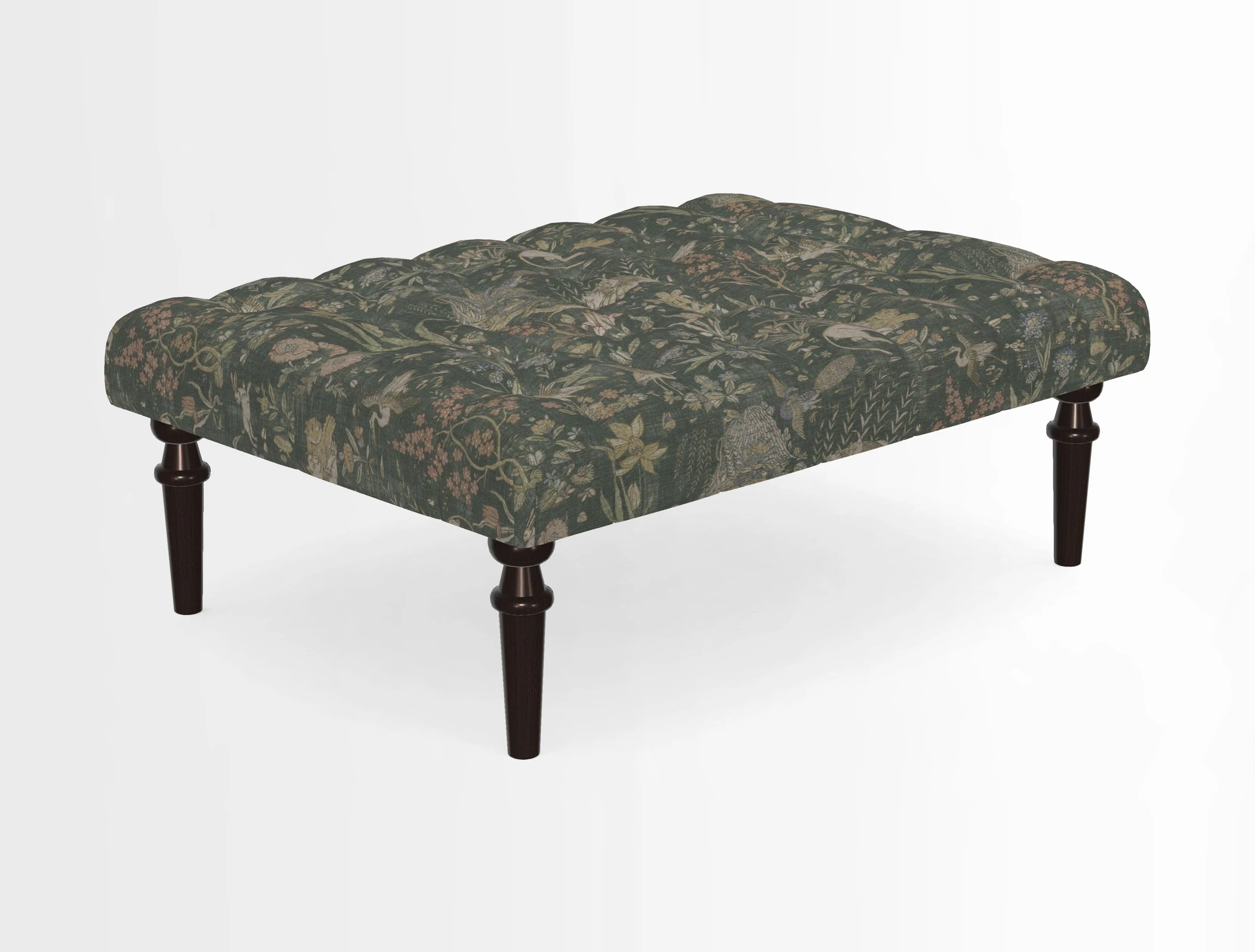 Pentlow Footstool in Mulberry Pompadour Floral Velvet Spice