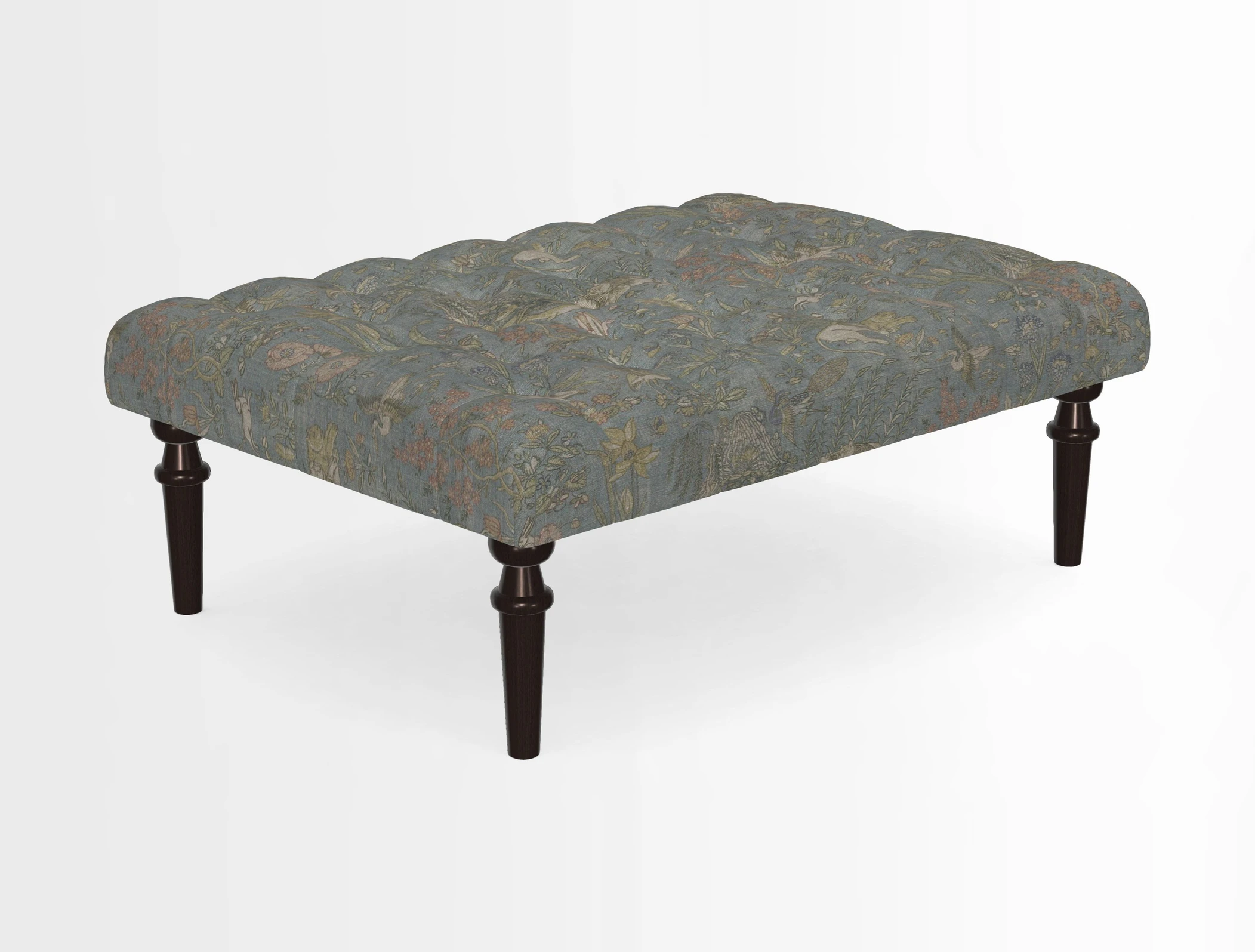 Pentlow Footstool in Mulberry Pompadour Floral Velvet Spice
