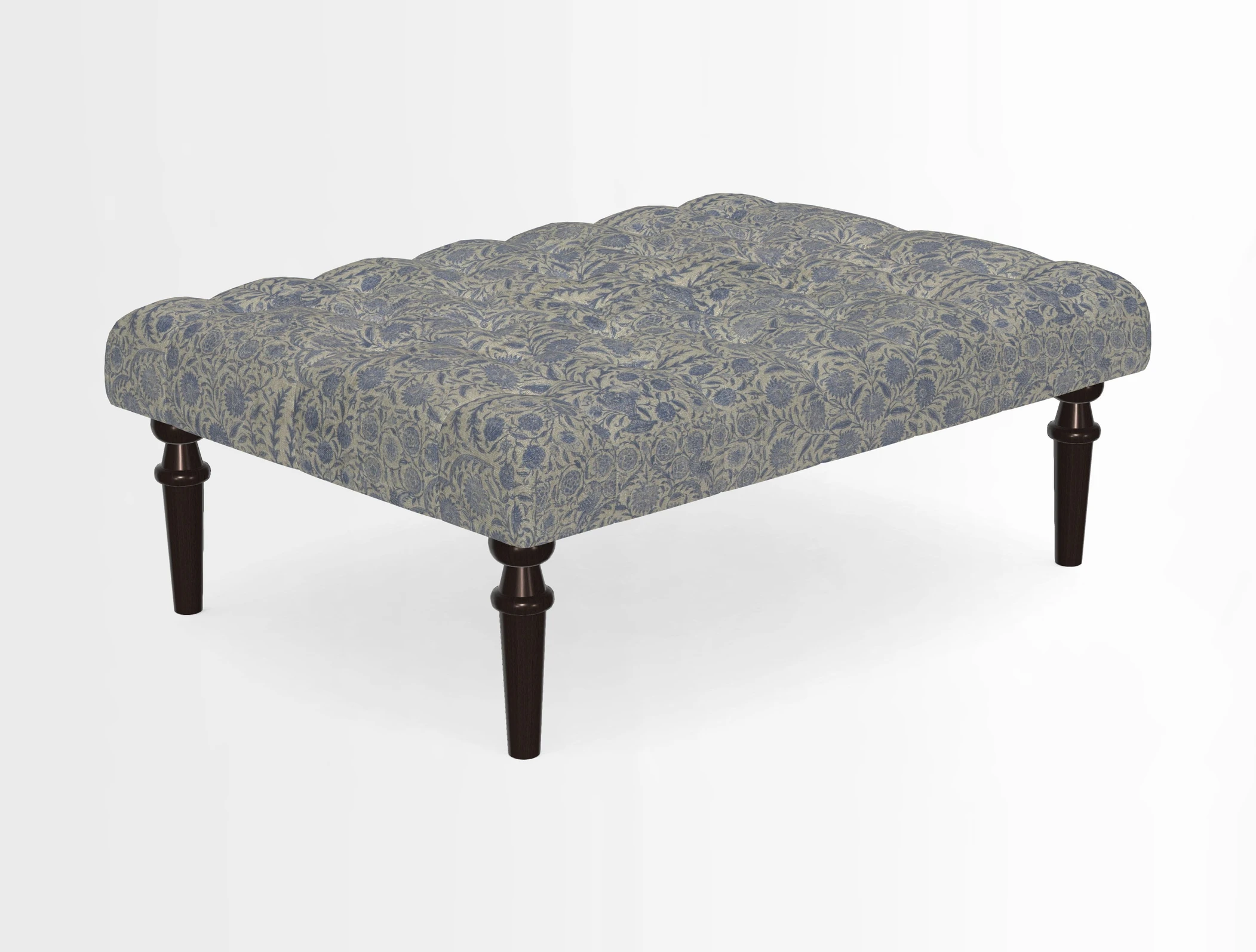 Pentlow Footstool in Mulberry Pompadour Floral Velvet Spice