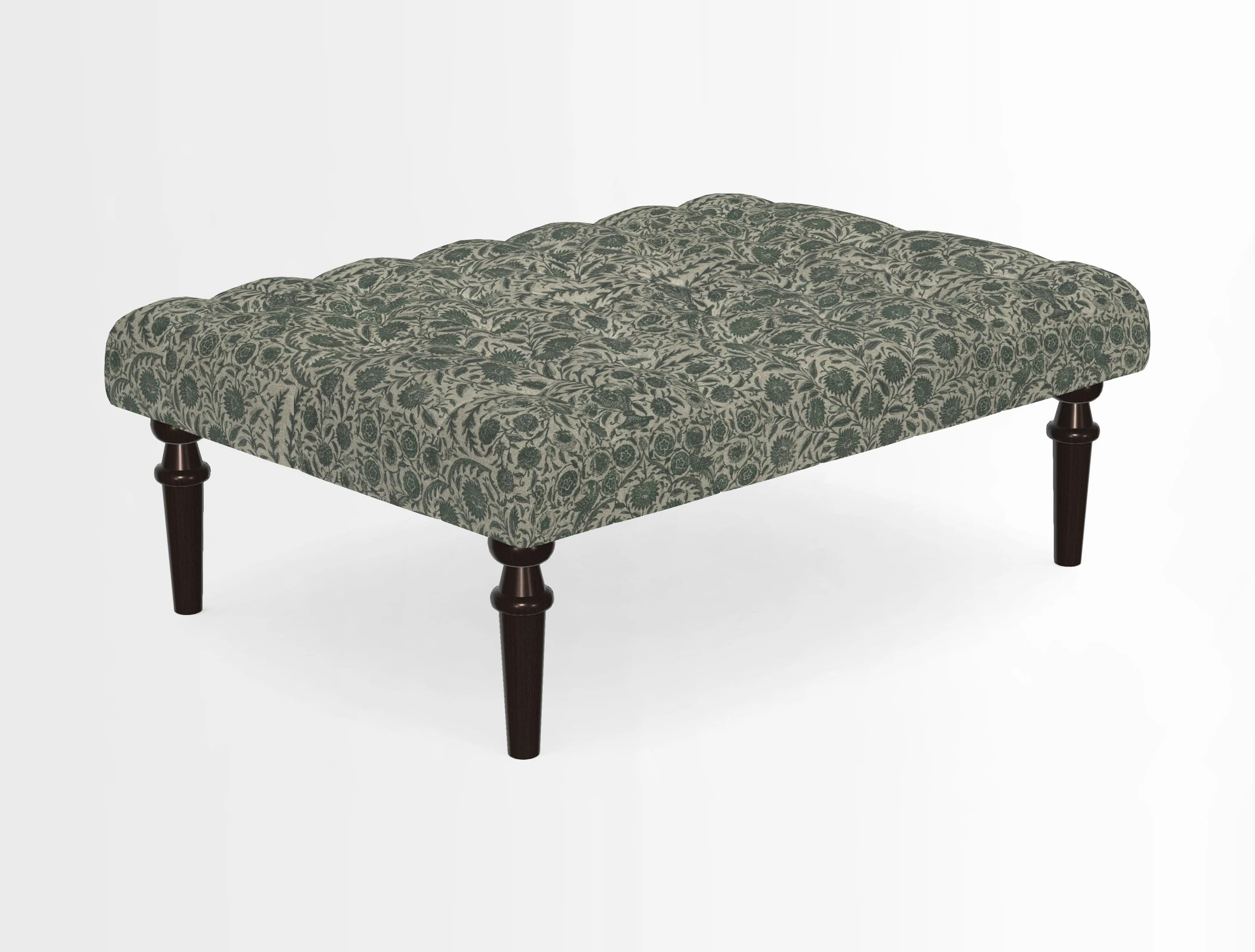 Pentlow Footstool in Mulberry Pompadour Floral Velvet Spice