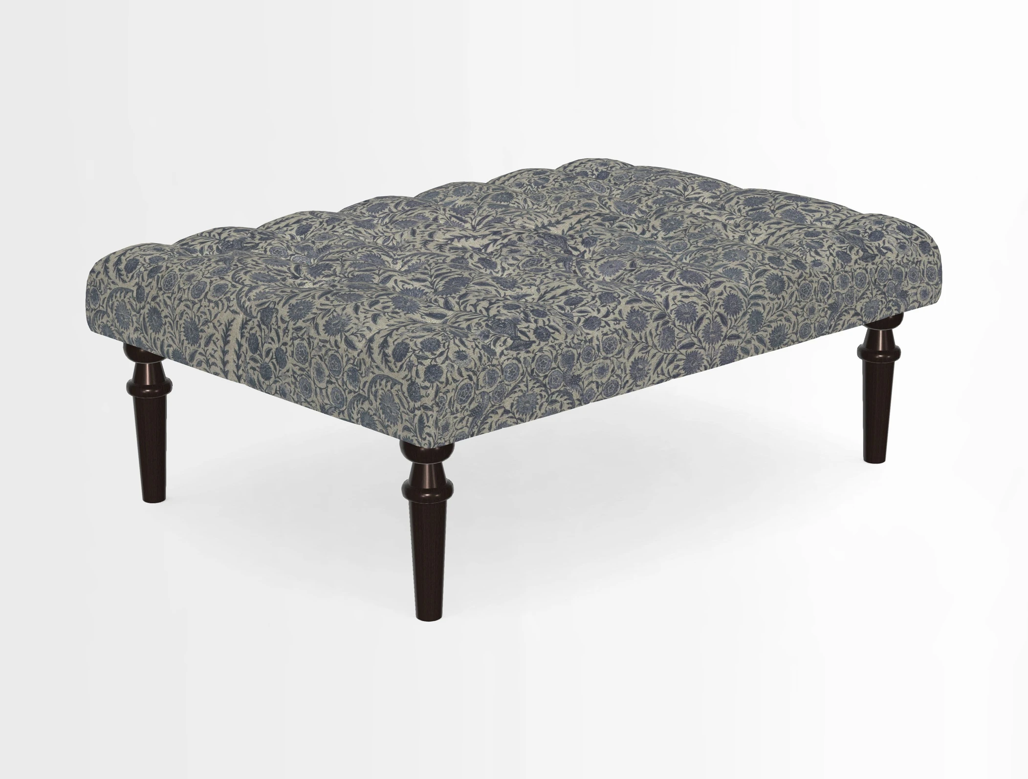Pentlow Footstool in Mulberry Pompadour Floral Velvet Spice