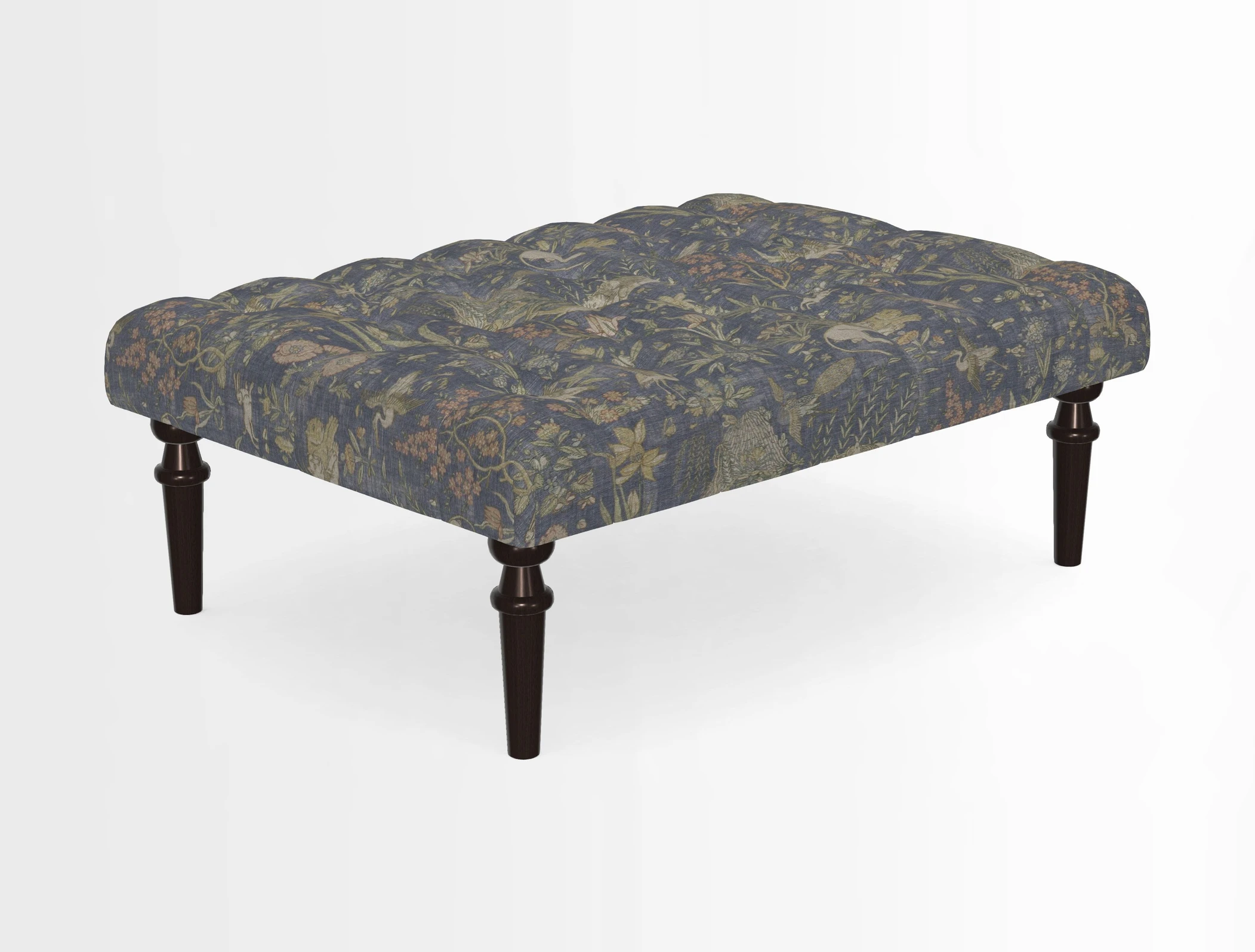 Pentlow Footstool in Mulberry Pompadour Floral Velvet Spice