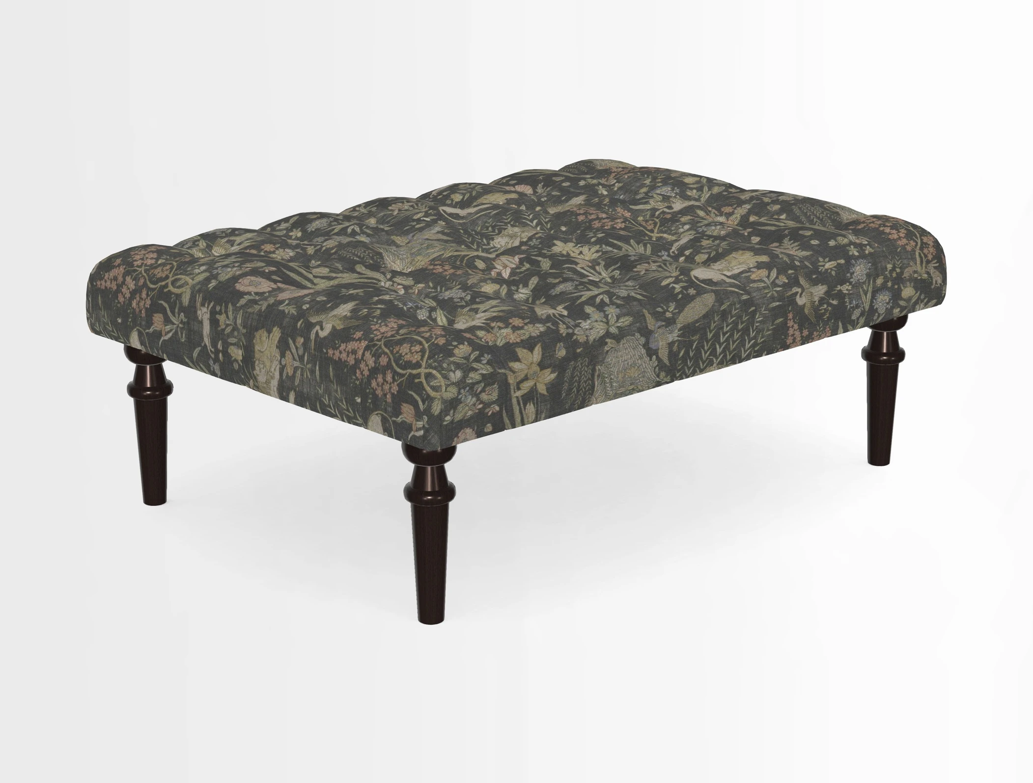 Pentlow Footstool in Mulberry Pompadour Floral Velvet Spice