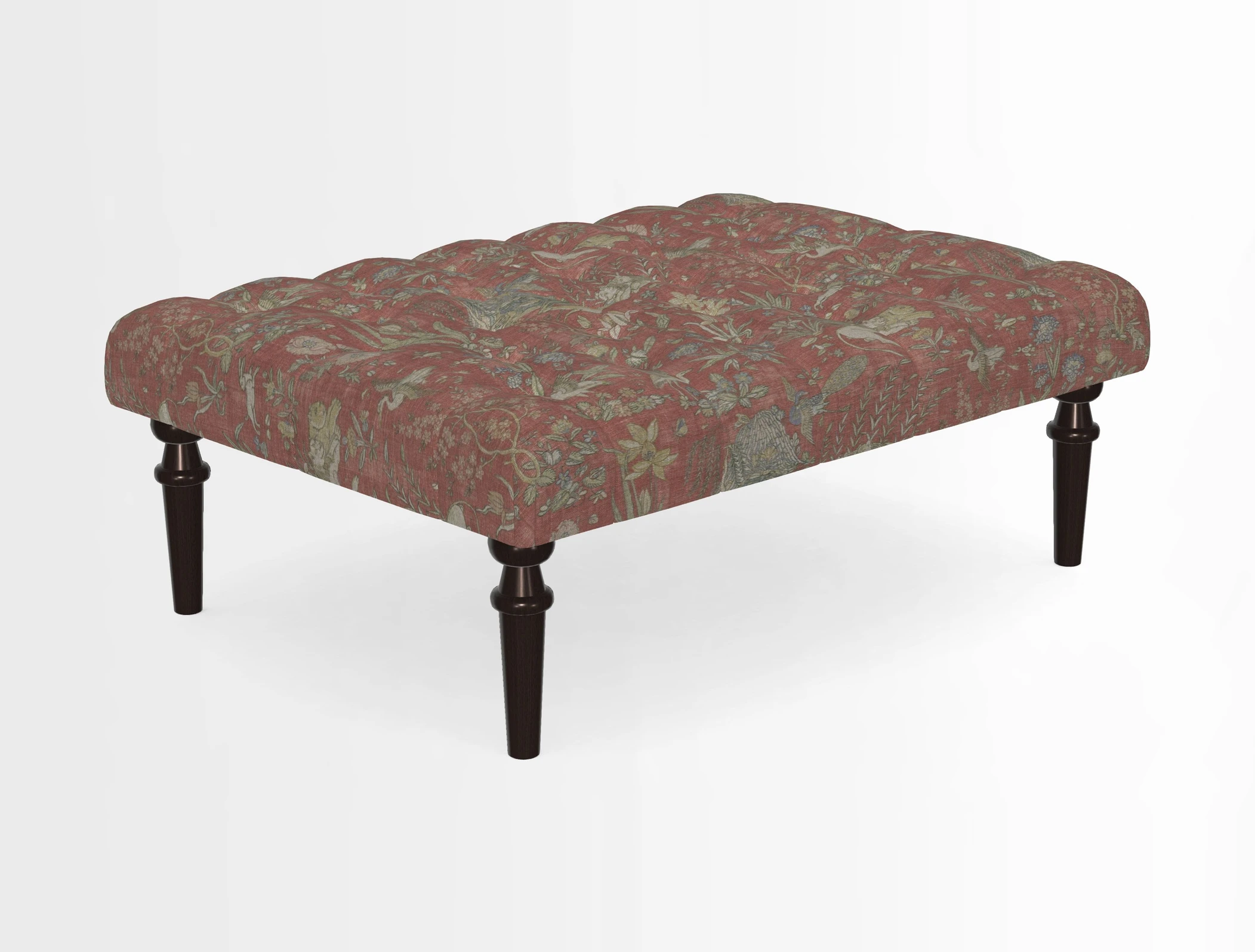 Pentlow Footstool in Mulberry Pompadour Floral Velvet Spice