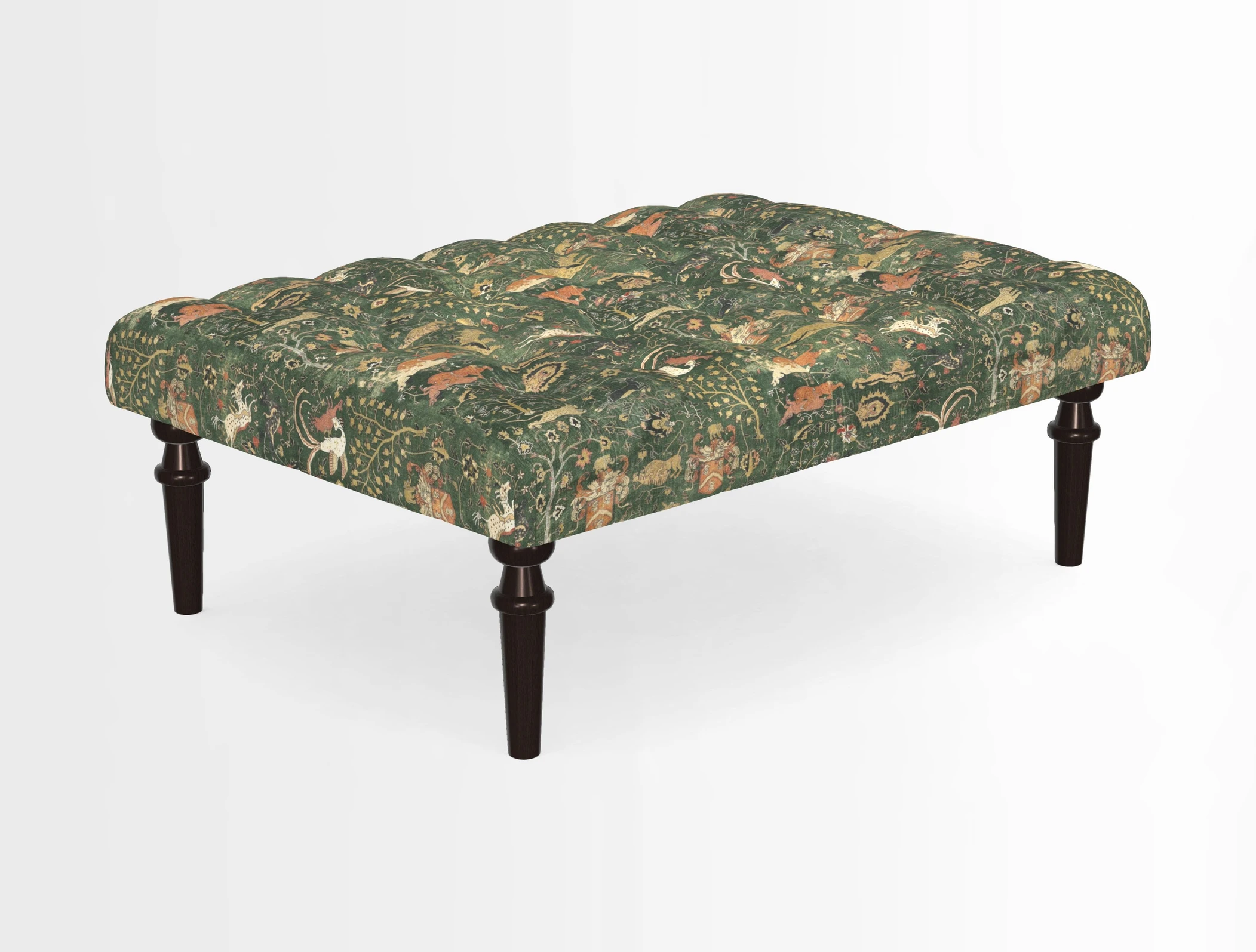 Pentlow Footstool in Mulberry Pompadour Floral Velvet Spice
