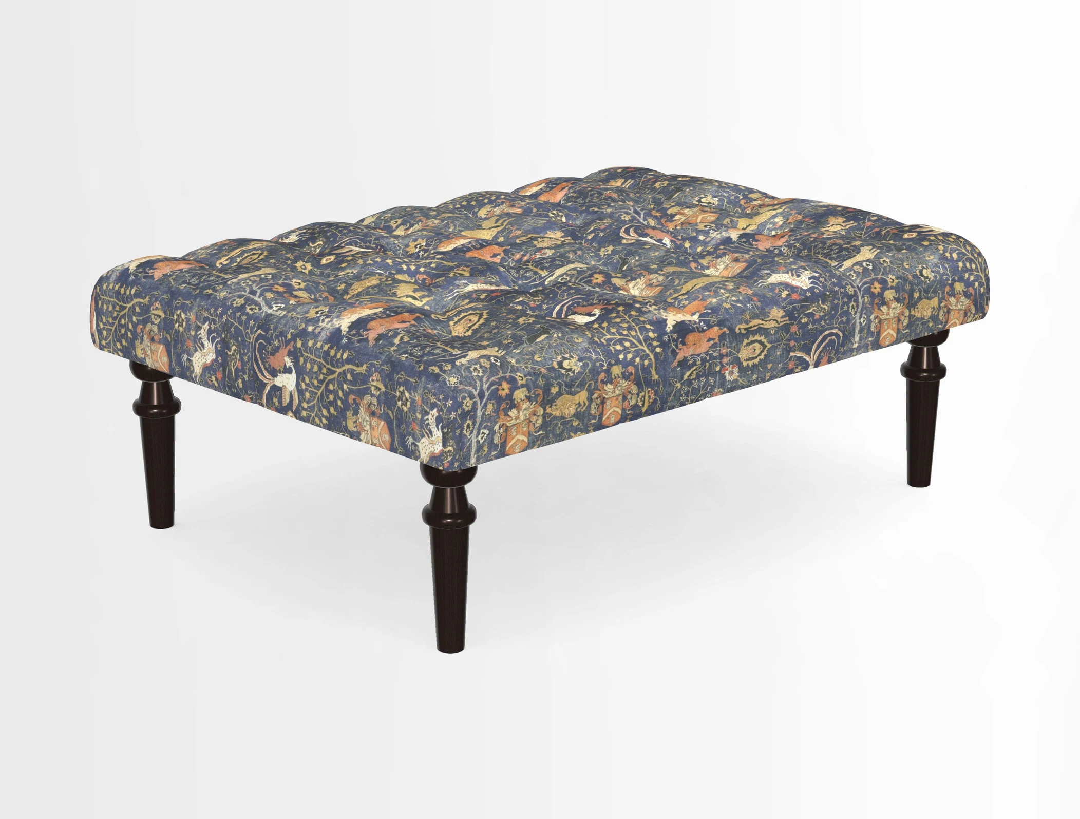 Pentlow Footstool in Mulberry Pompadour Floral Velvet Spice
