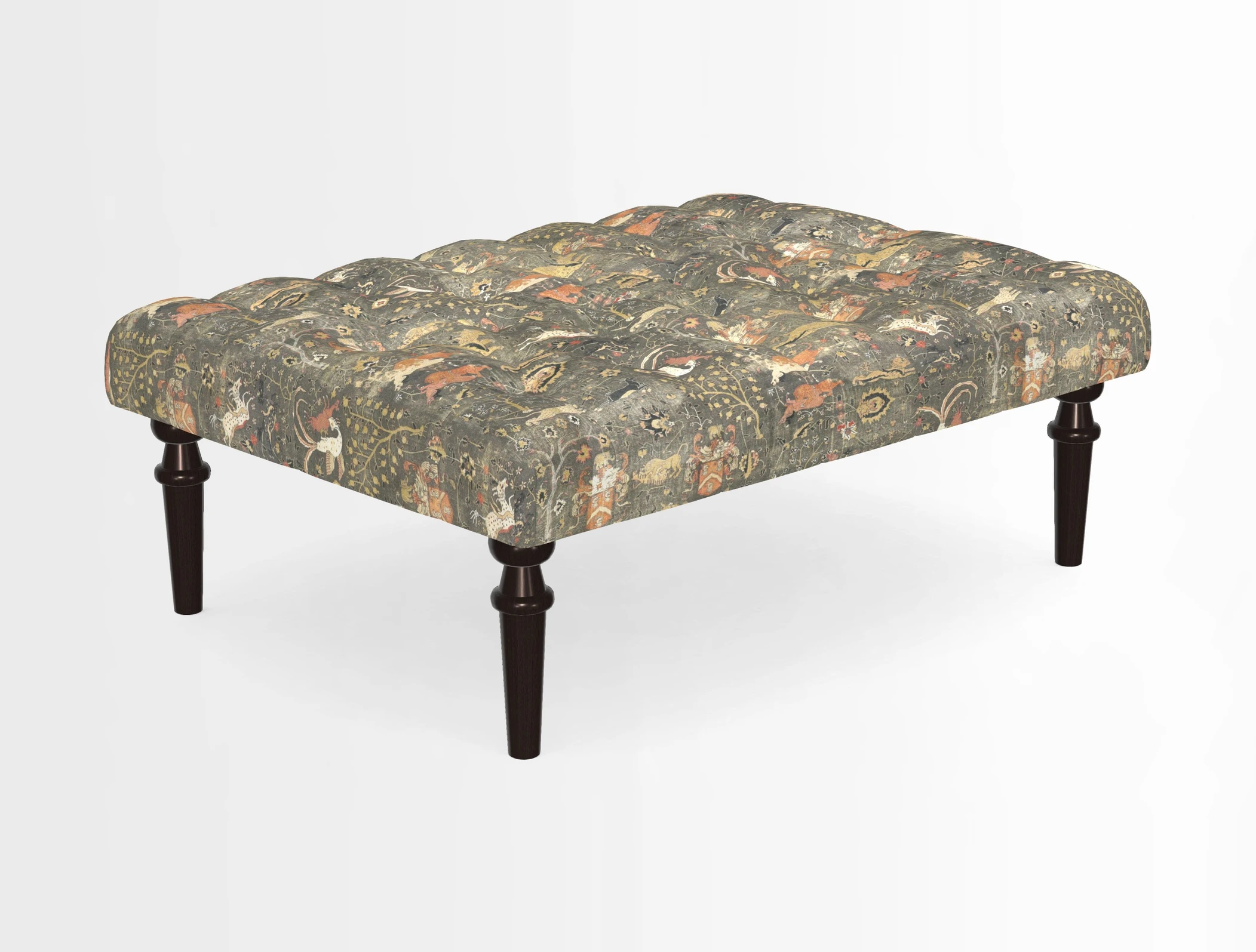 Pentlow Footstool in Mulberry Pompadour Floral Velvet Spice