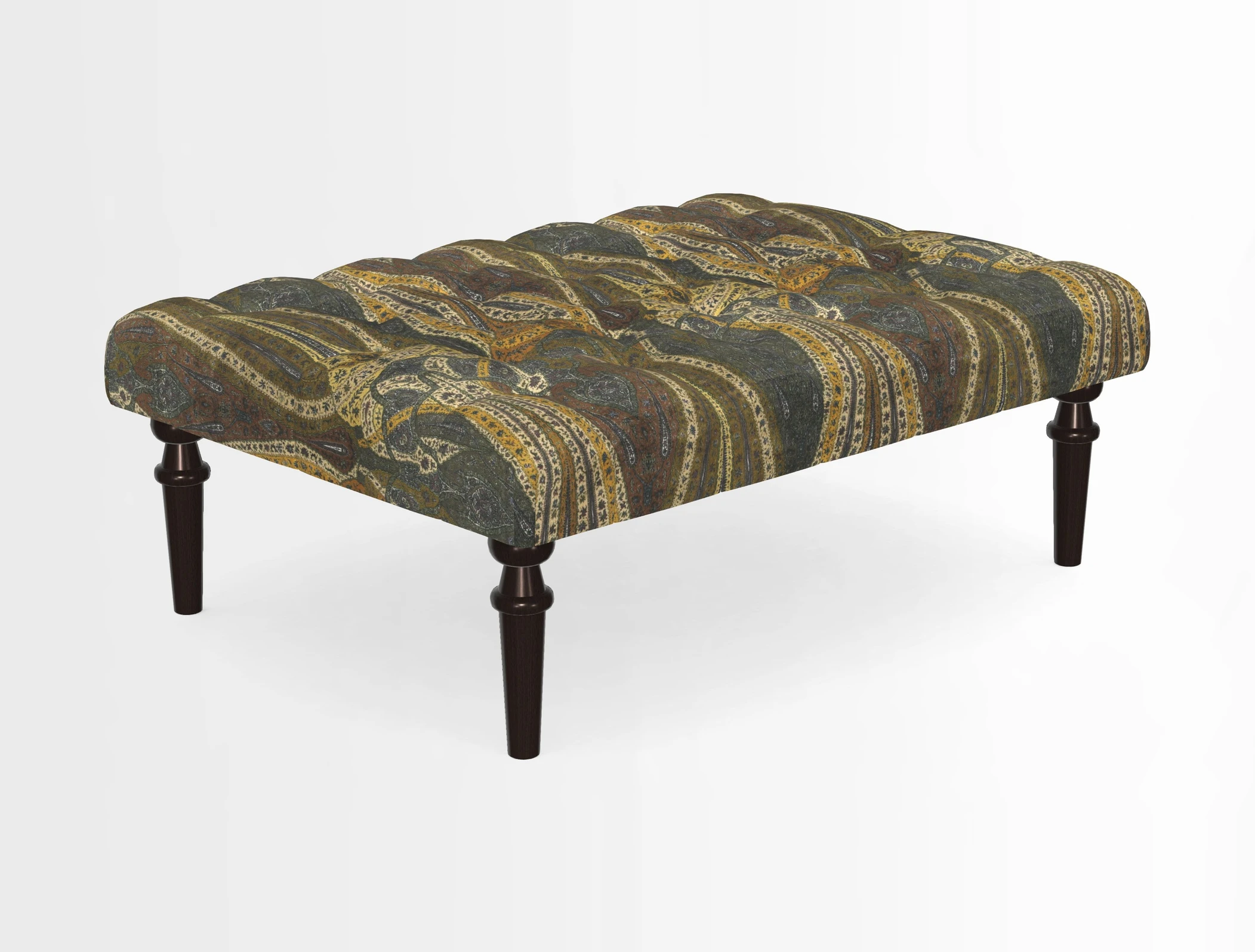 Pentlow Footstool in Mulberry Pompadour Floral Velvet Spice