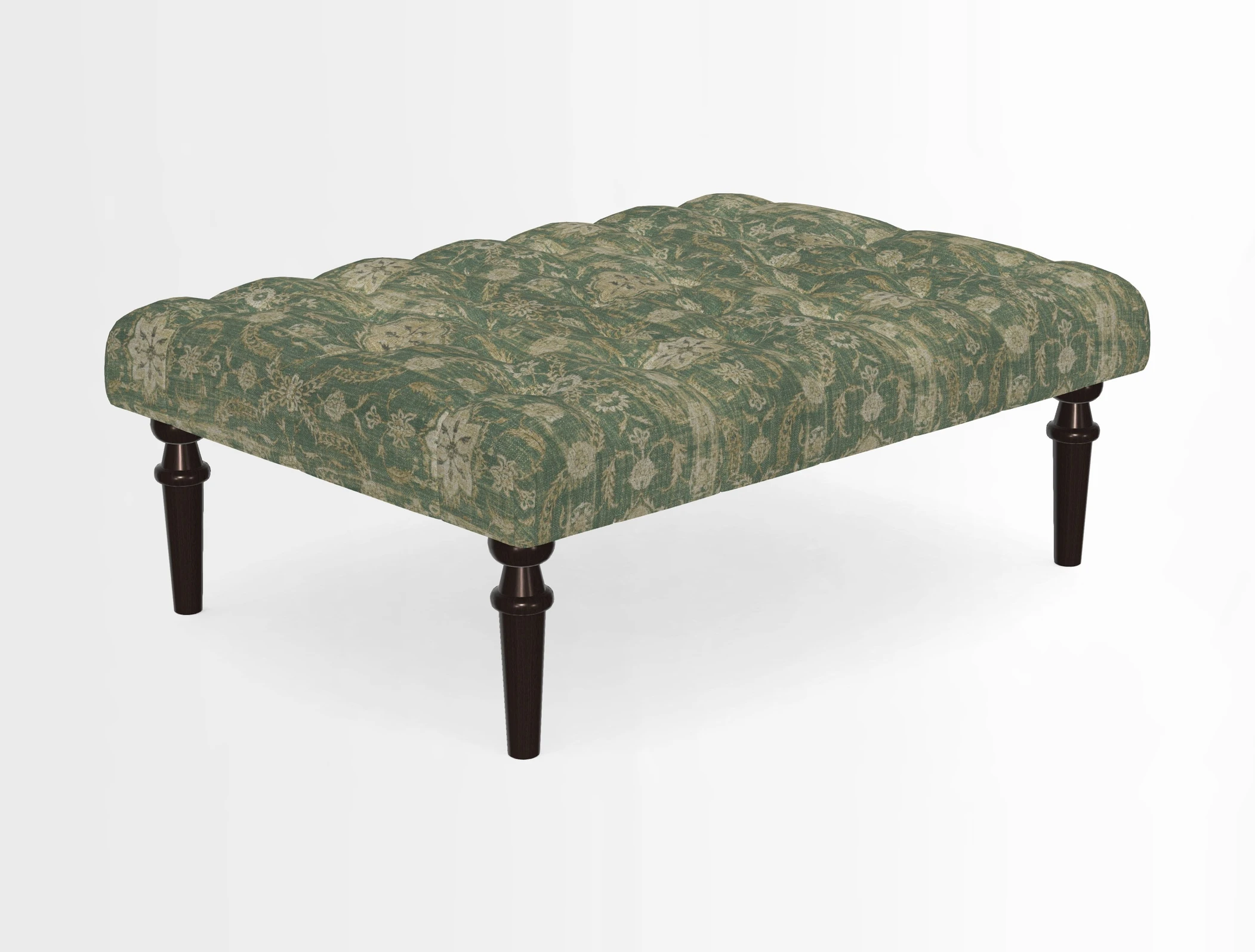 Pentlow Footstool in Mulberry Pompadour Floral Velvet Spice