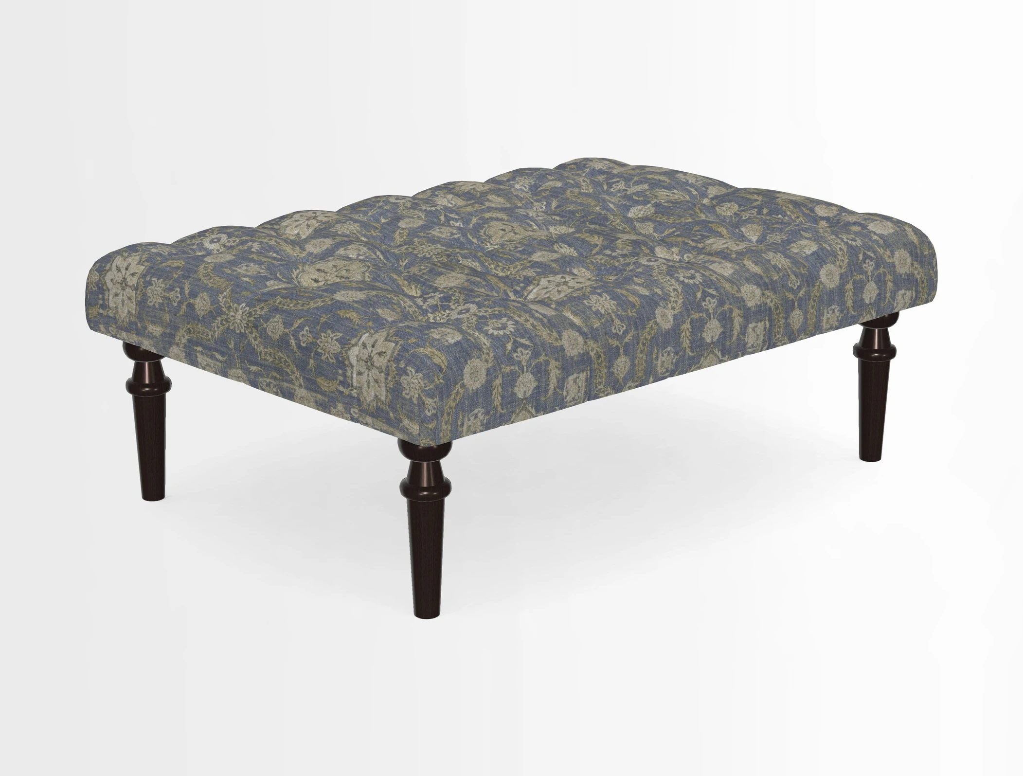 Pentlow Footstool in Mulberry Pompadour Floral Velvet Spice