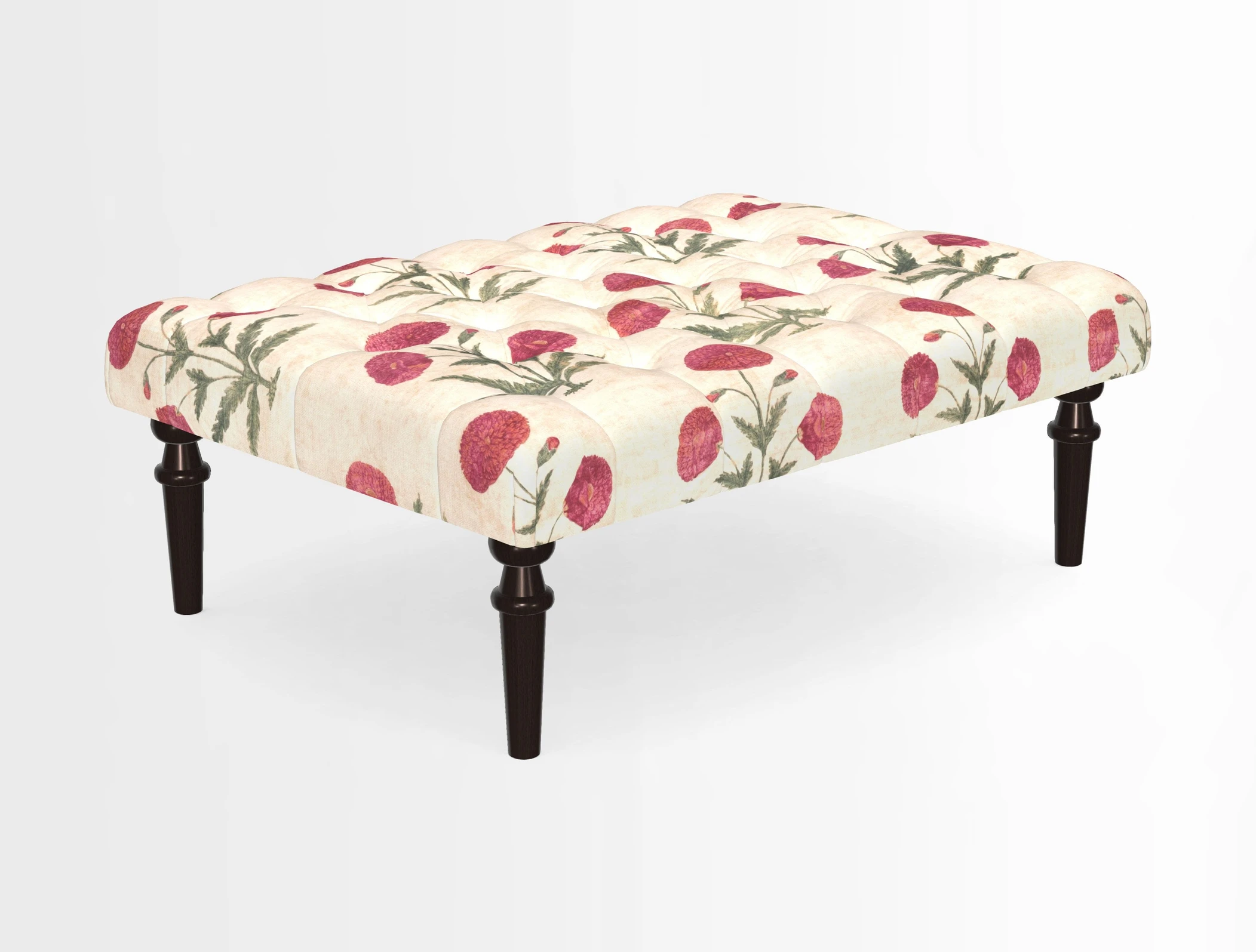 Pentlow Footstool in Mulberry Pompadour Floral Velvet Spice