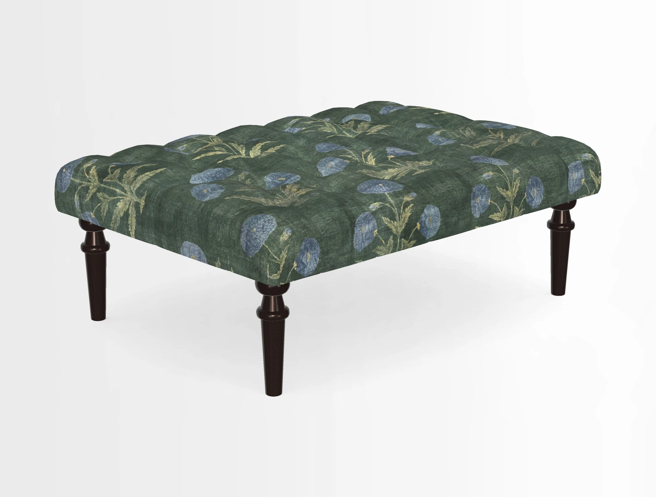 Pentlow Footstool in Mulberry Pompadour Floral Velvet Spice