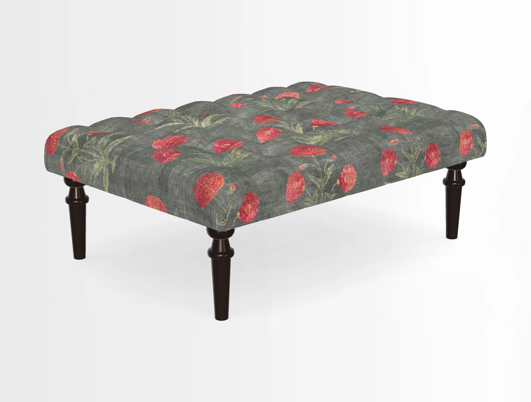 Pentlow Footstool in Mulberry Pompadour Floral Velvet Spice
