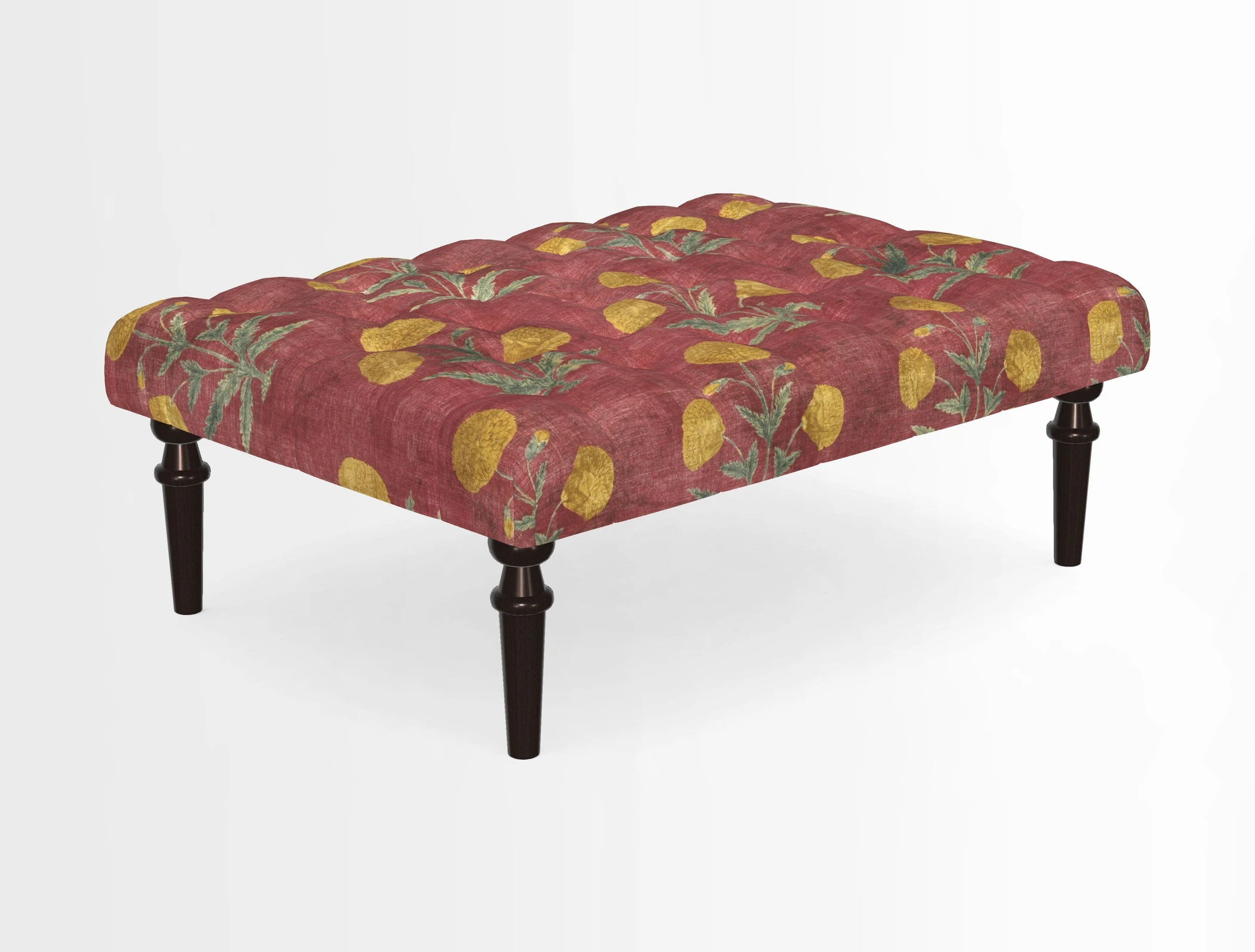 Pentlow Footstool in Mulberry Pompadour Floral Velvet Spice