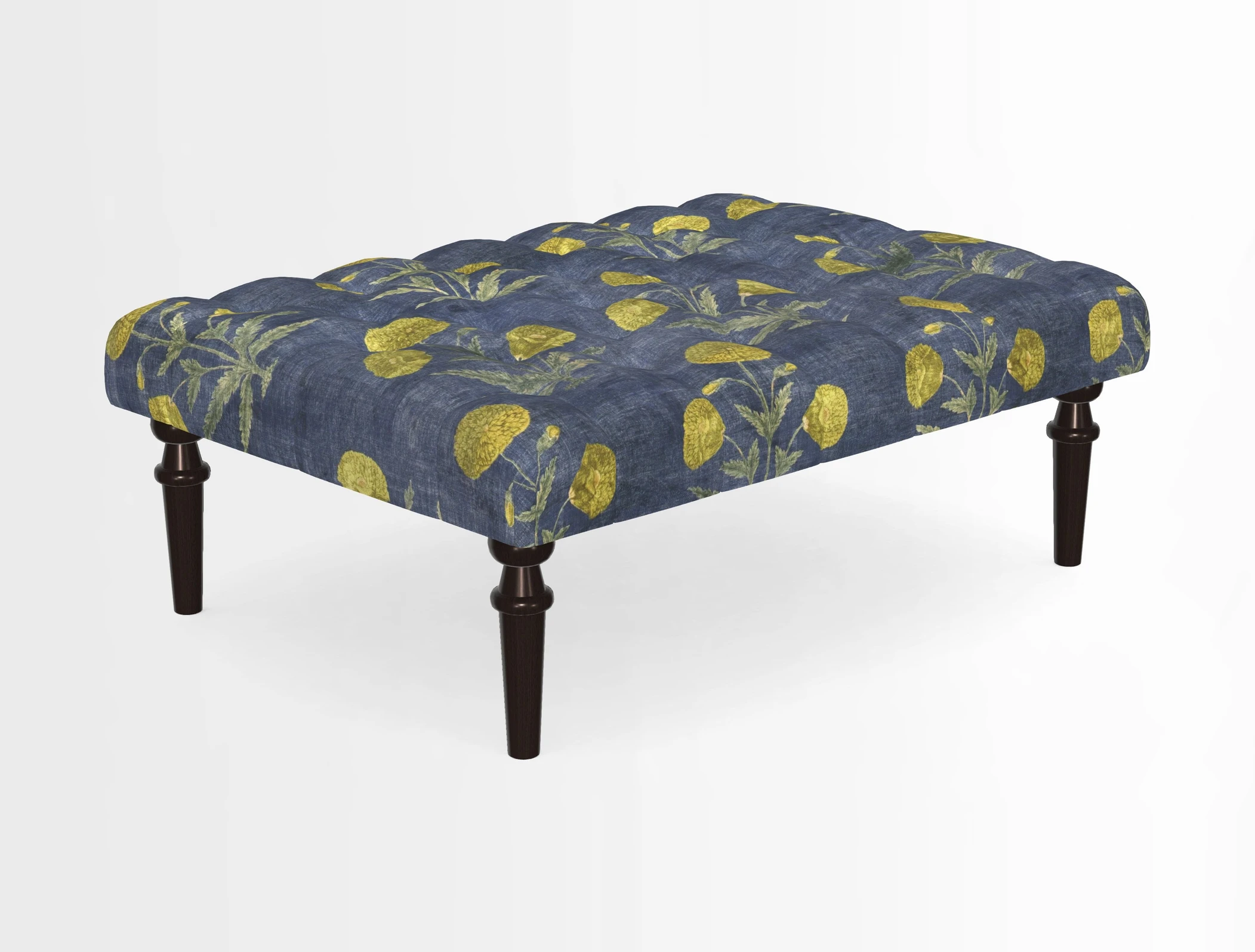Pentlow Footstool in Mulberry Pompadour Floral Velvet Spice