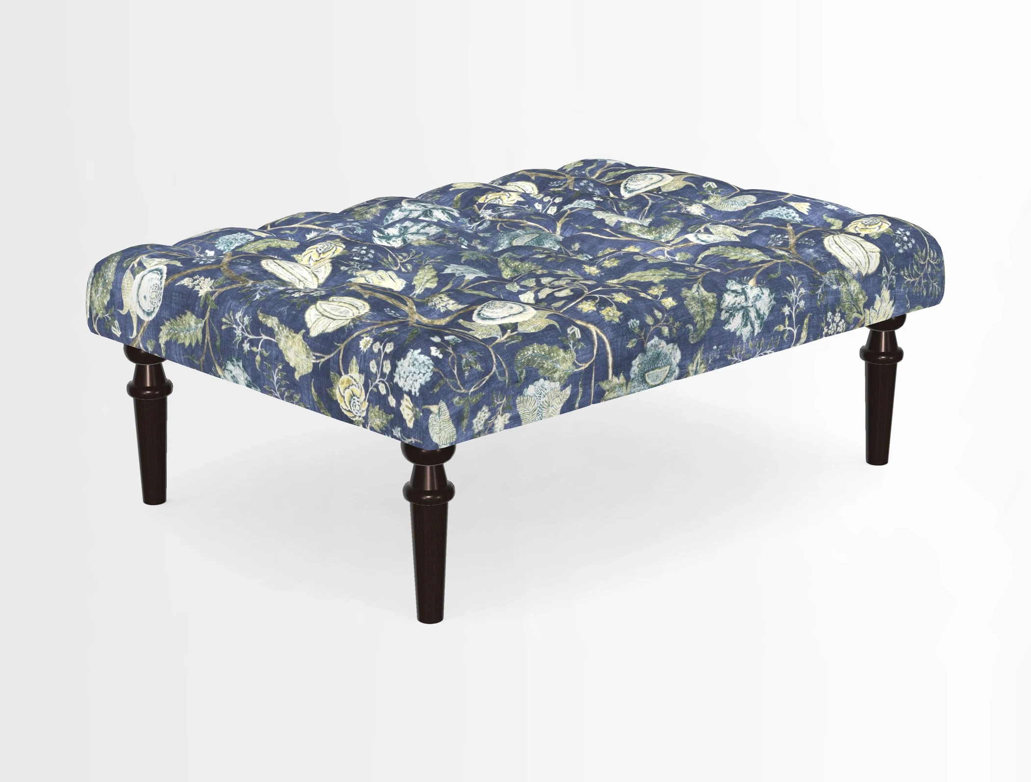 Pentlow Footstool in Mulberry Pompadour Floral Velvet Spice