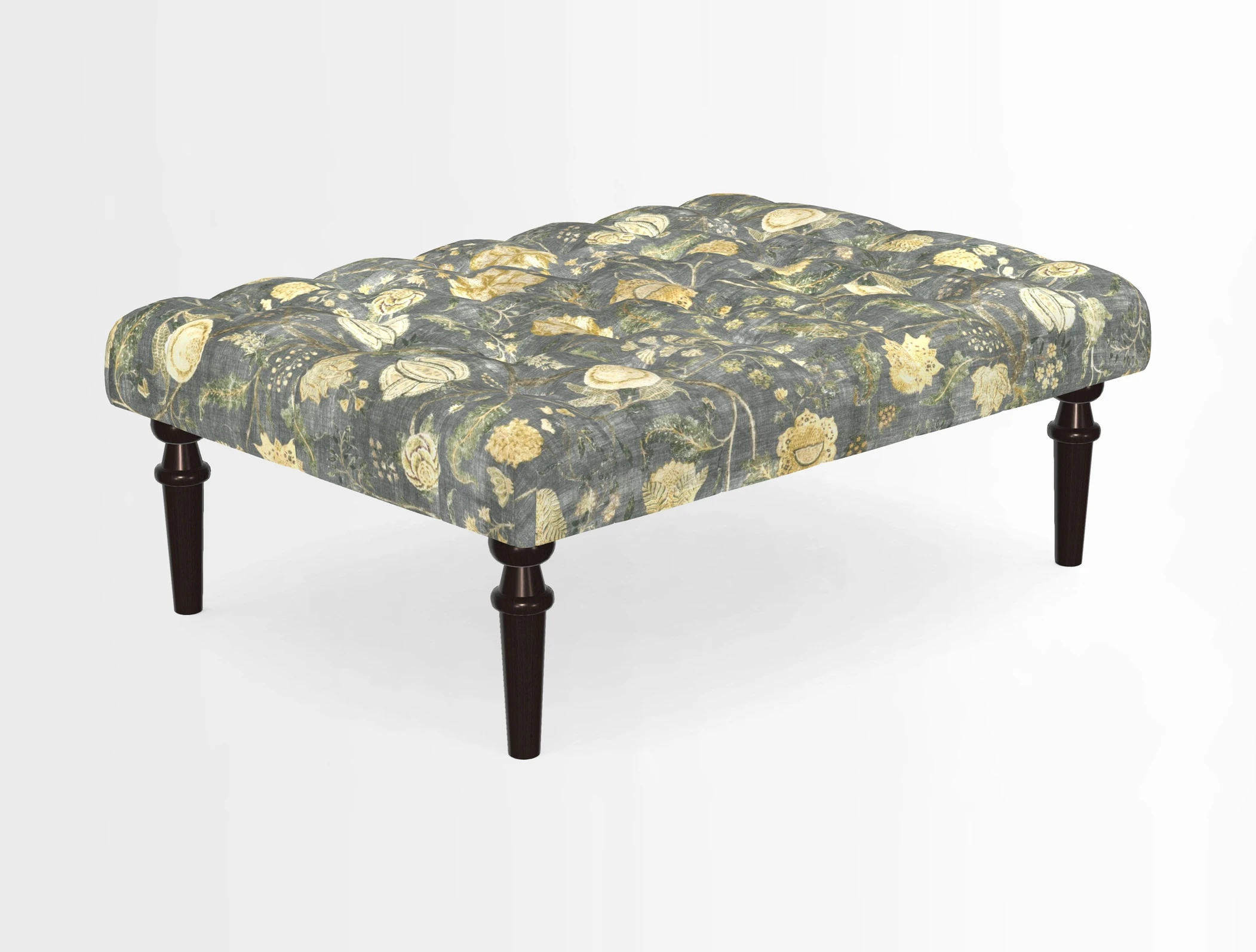 Pentlow Footstool in Mulberry Pompadour Floral Velvet Spice