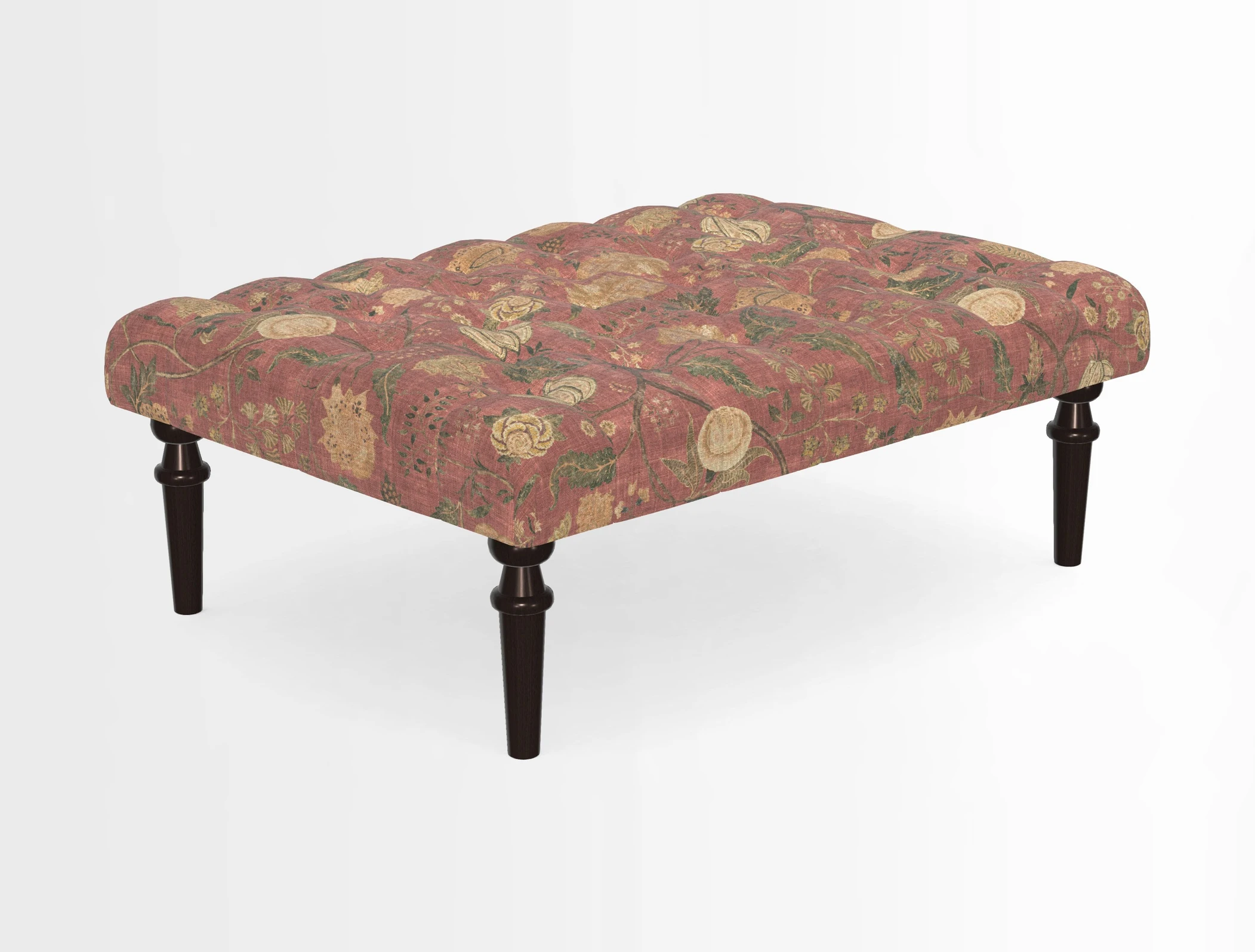 Pentlow Footstool in Mulberry Pompadour Floral Velvet Spice