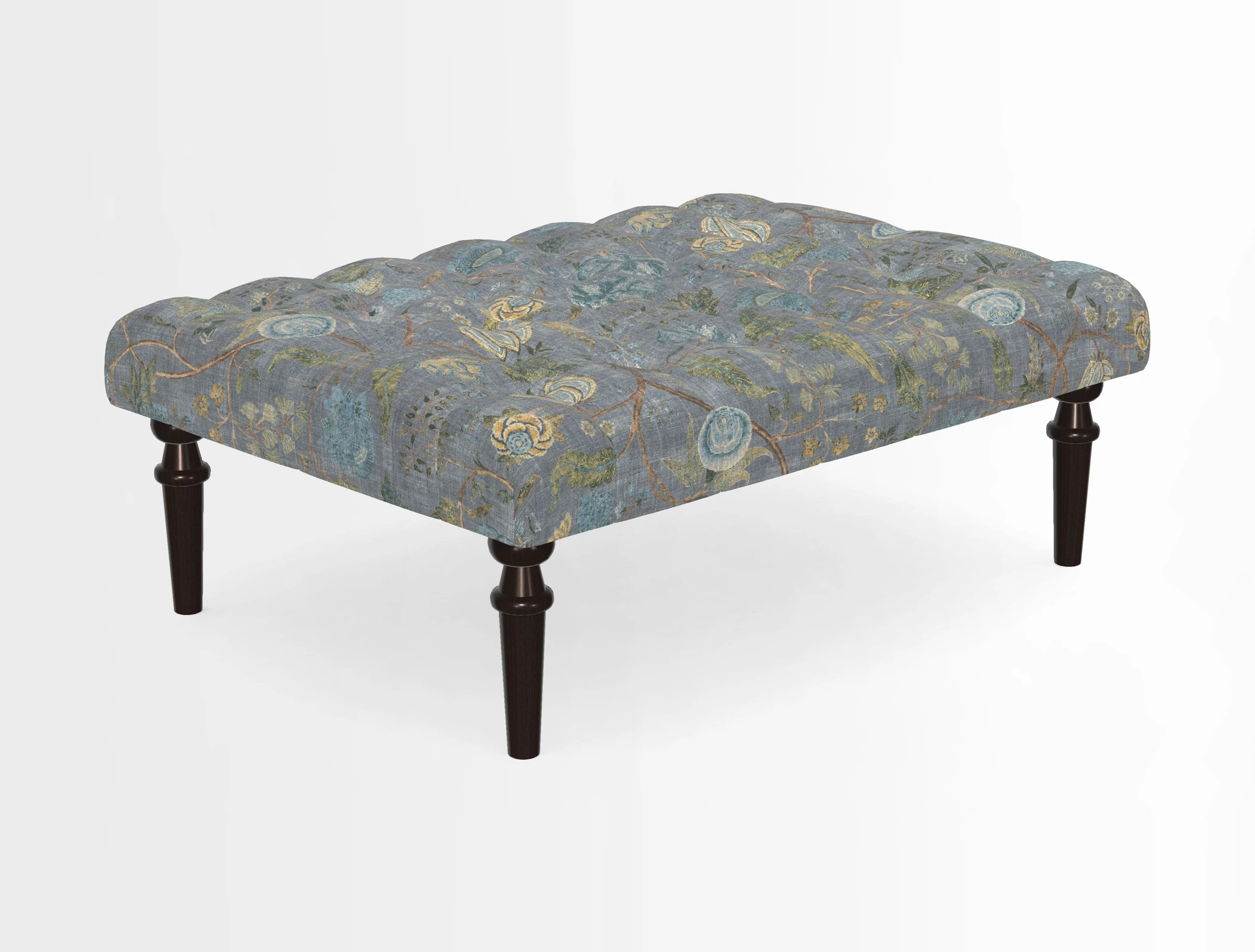 Pentlow Footstool in Mulberry Pompadour Floral Velvet Spice