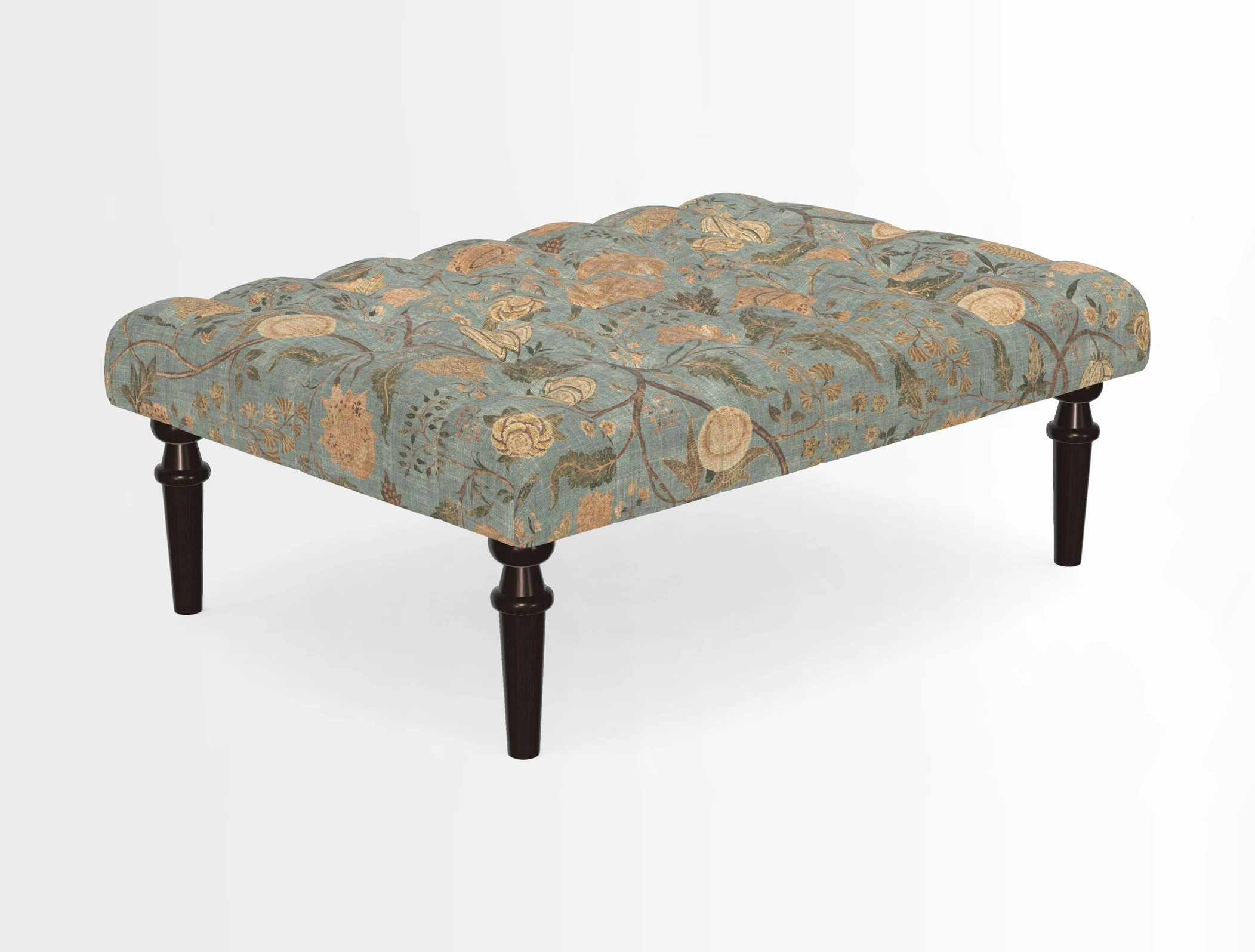 Pentlow Footstool in Mulberry Pompadour Floral Velvet Spice