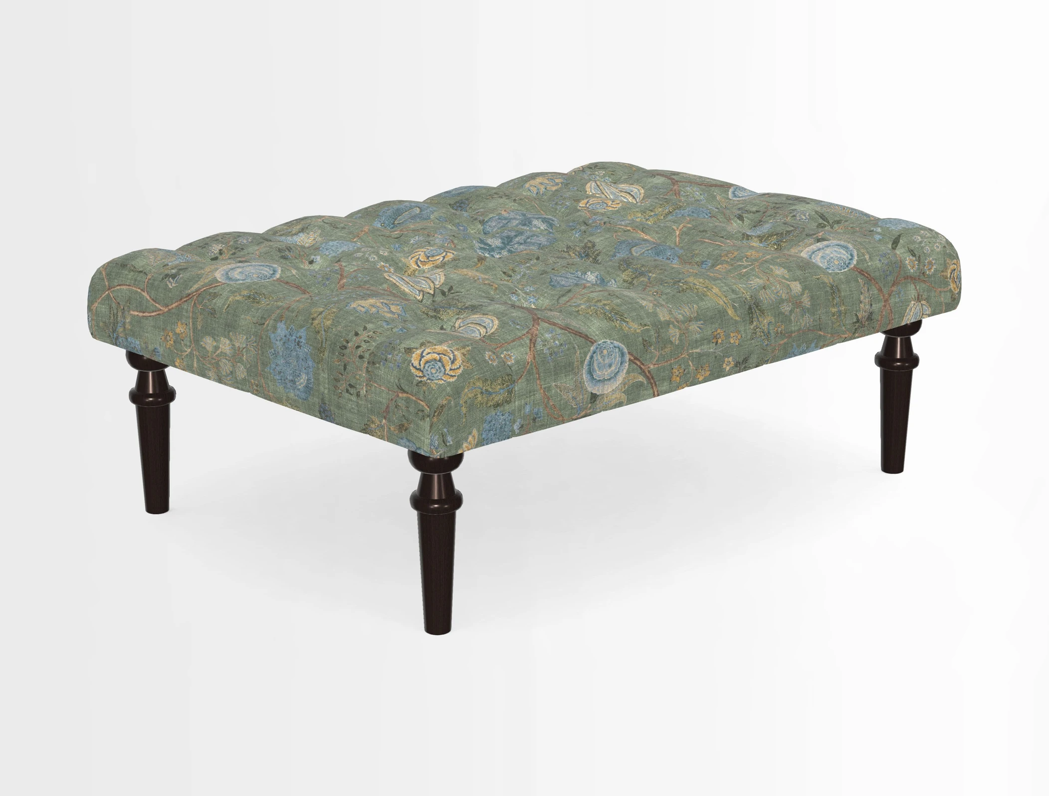 Pentlow Footstool in Mulberry Pompadour Floral Velvet Spice