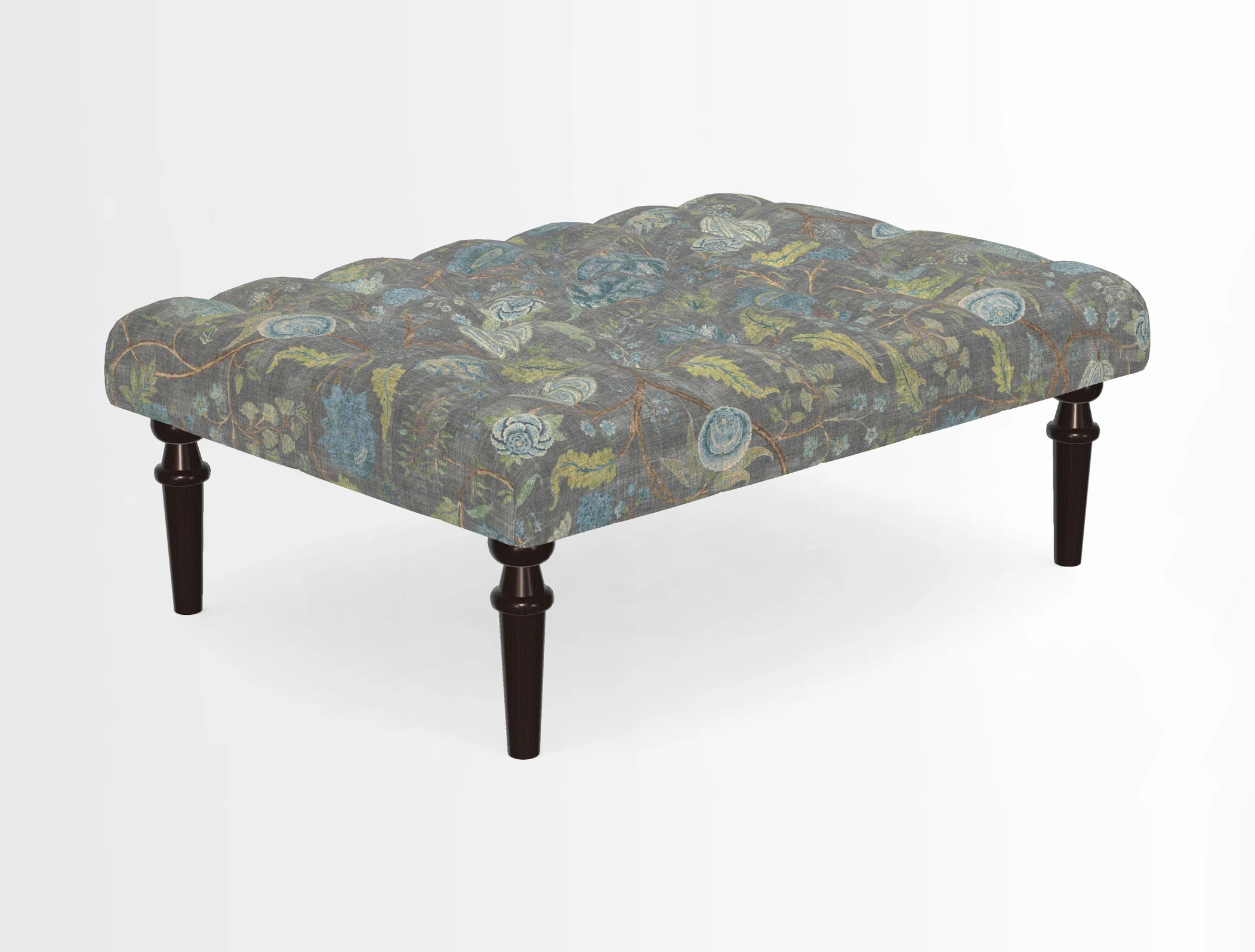 Pentlow Footstool in Mulberry Pompadour Floral Velvet Spice