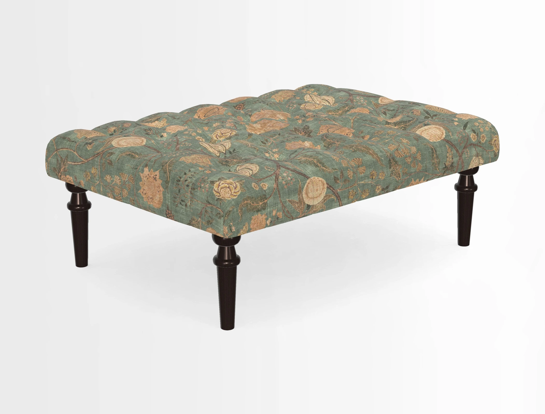 Pentlow Footstool in Mulberry Pompadour Floral Velvet Spice
