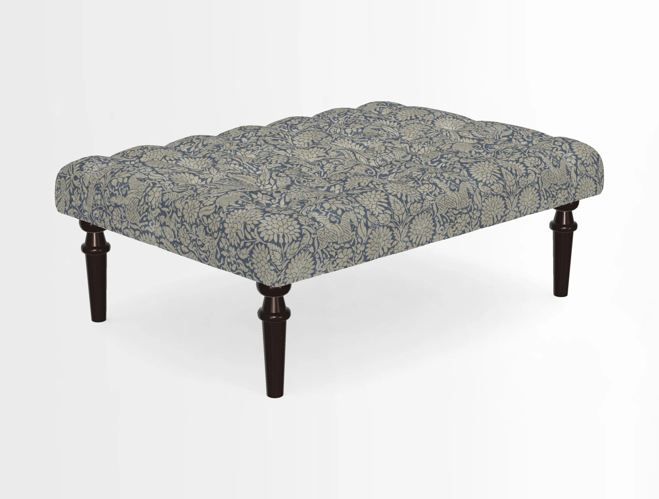 Pentlow Footstool in Mulberry Pompadour Floral Velvet Spice