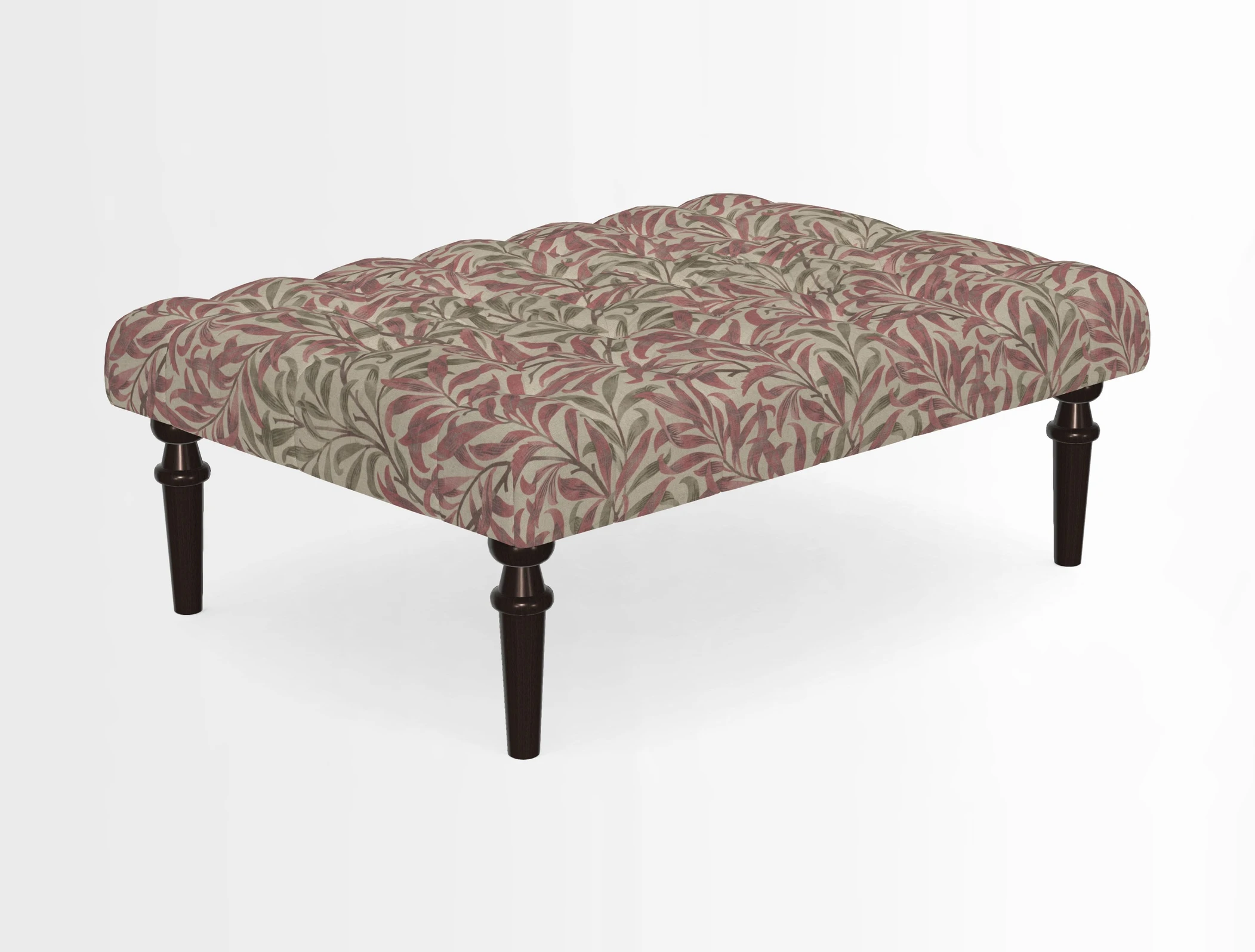 Pentlow Footstool in Mulberry Pompadour Floral Velvet Spice