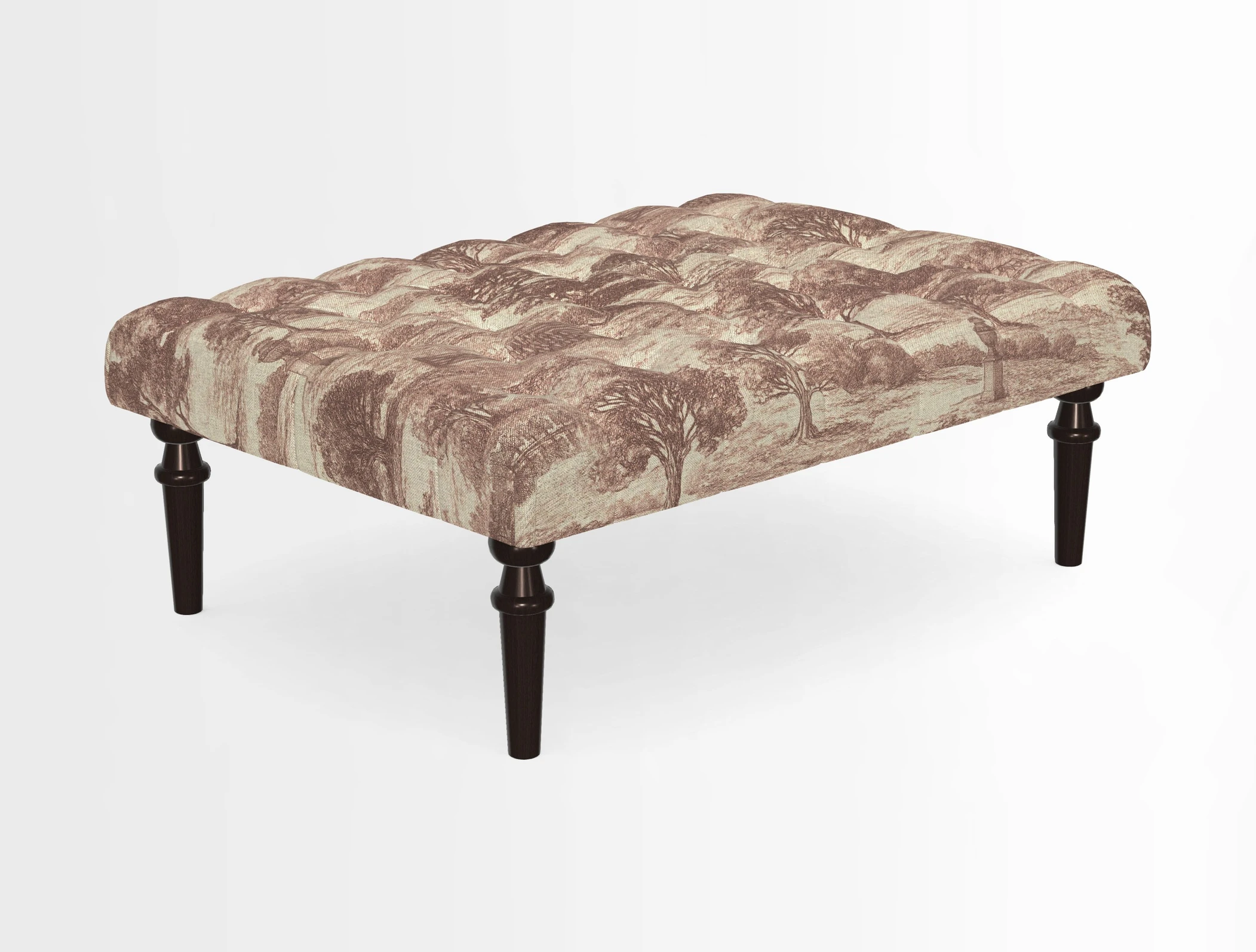 Pentlow Footstool in Mulberry Pompadour Floral Velvet Spice