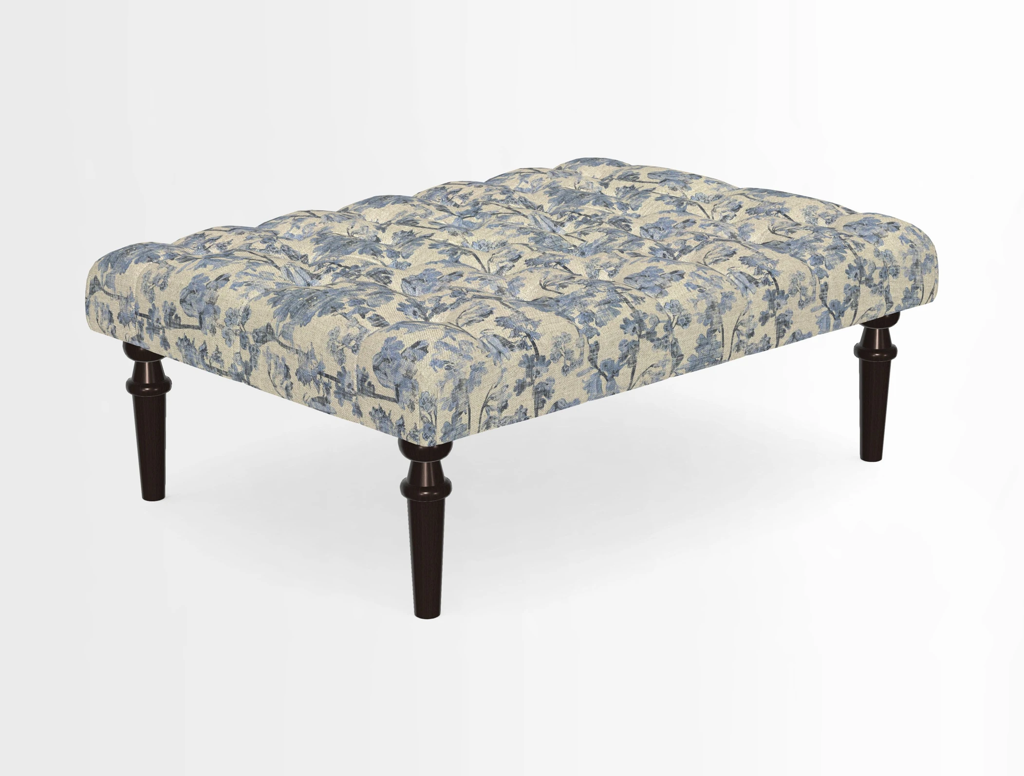 Pentlow Footstool in Mulberry Pompadour Floral Velvet Spice