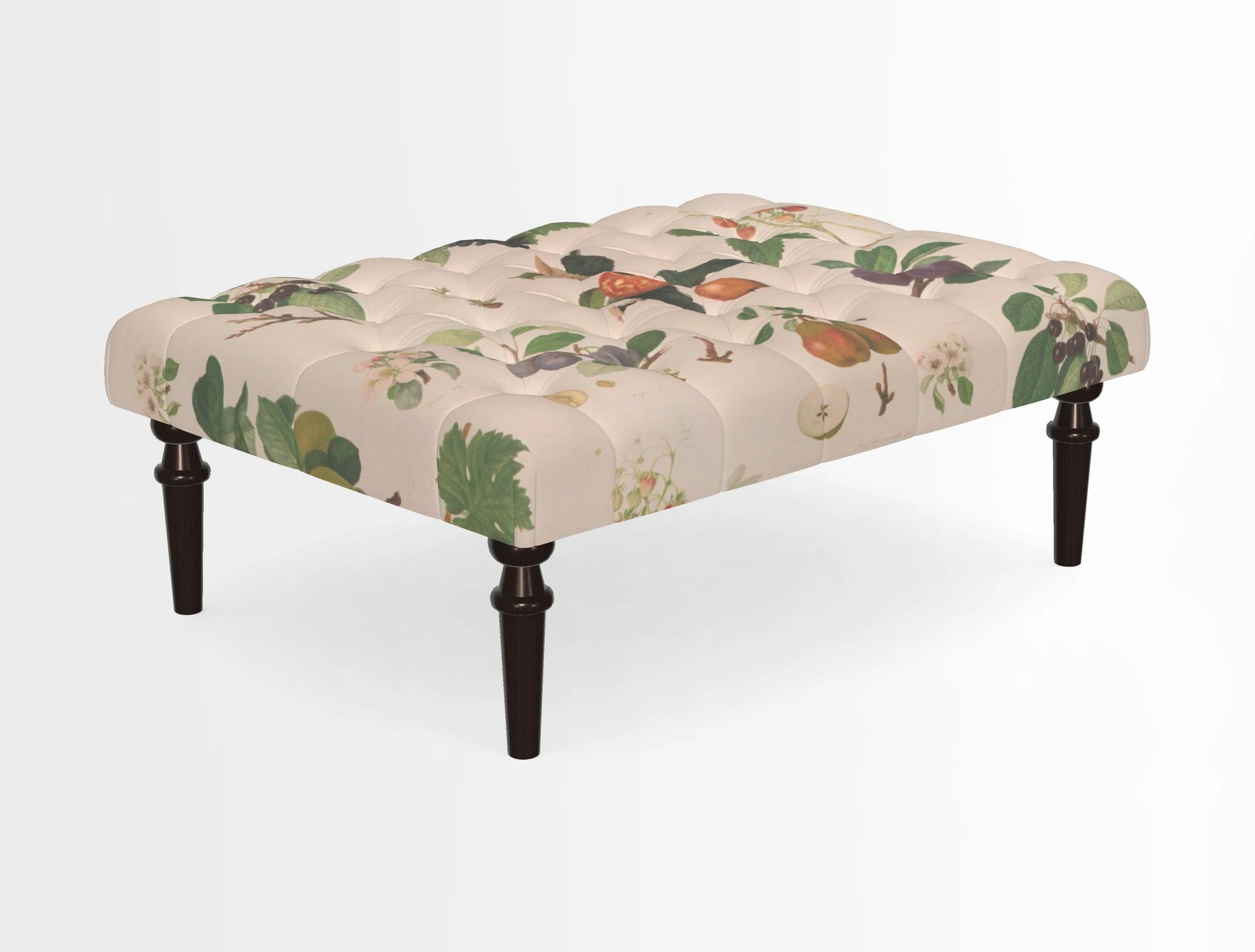 Pentlow Footstool in Mulberry Pompadour Floral Velvet Spice