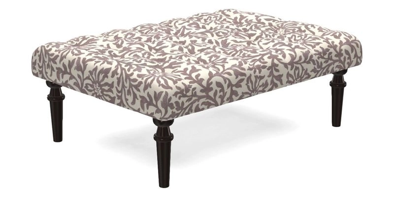 Pentlow Footstool in Mulberry Pompadour Floral Velvet Spice