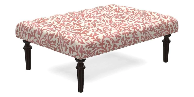 Pentlow Footstool in Mulberry Pompadour Floral Velvet Spice