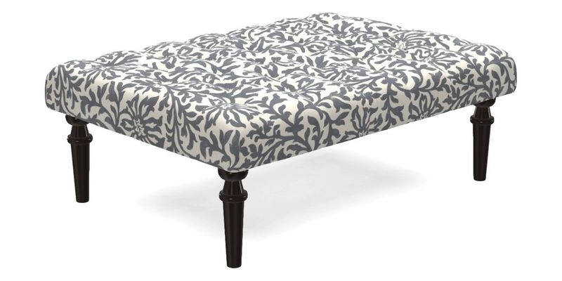 Pentlow Footstool in Mulberry Pompadour Floral Velvet Spice
