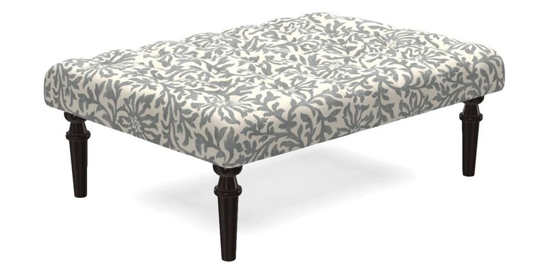Pentlow Footstool in Mulberry Pompadour Floral Velvet Spice