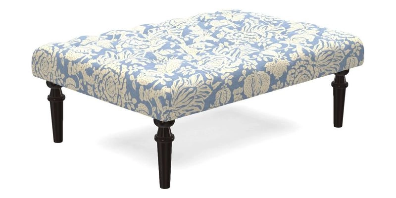 Pentlow Footstool in Mulberry Pompadour Floral Velvet Spice