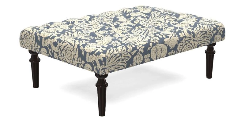 Pentlow Footstool in Mulberry Pompadour Floral Velvet Spice