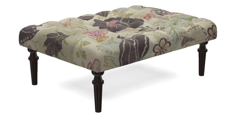 Pentlow Footstool in Mulberry Pompadour Floral Velvet Spice