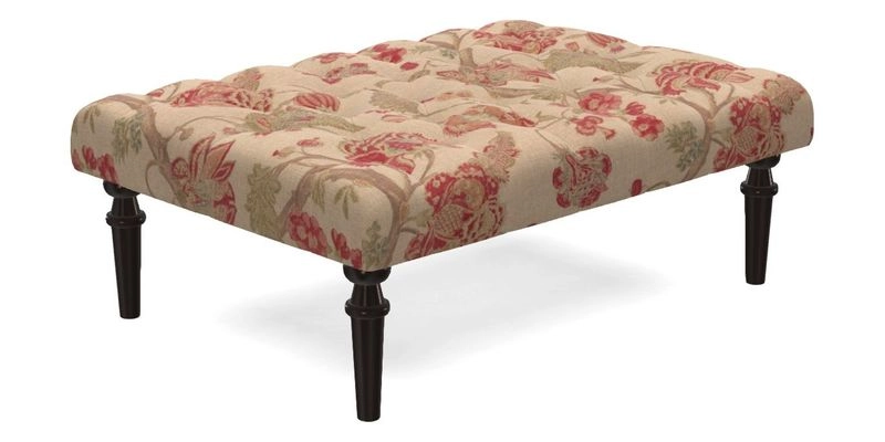Pentlow Footstool in Mulberry Pompadour Floral Velvet Spice