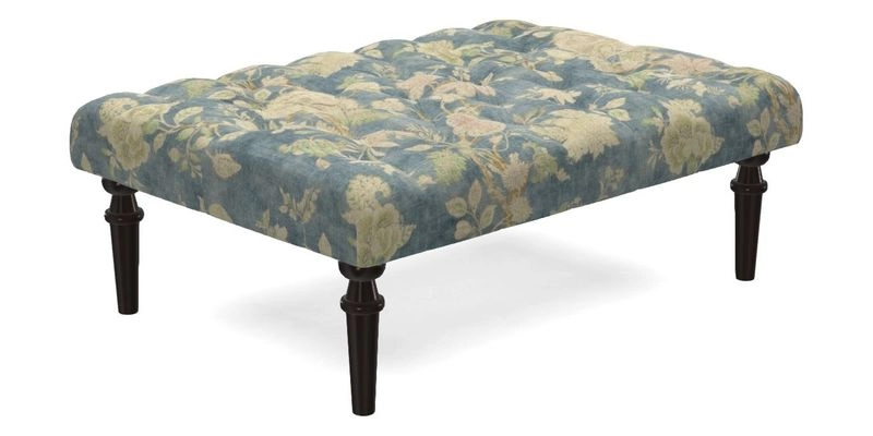 Pentlow Footstool in Mulberry Pompadour Floral Velvet Spice