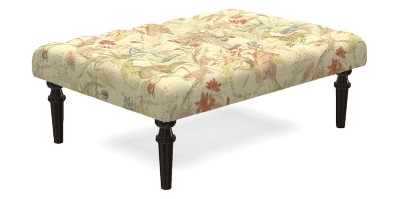 Pentlow Footstool in Mulberry Pompadour Floral Velvet Spice
