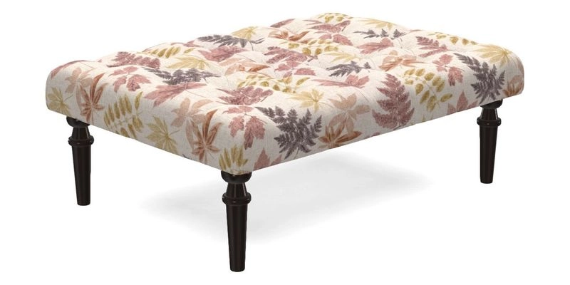 Pentlow Footstool in Mulberry Pompadour Floral Velvet Spice